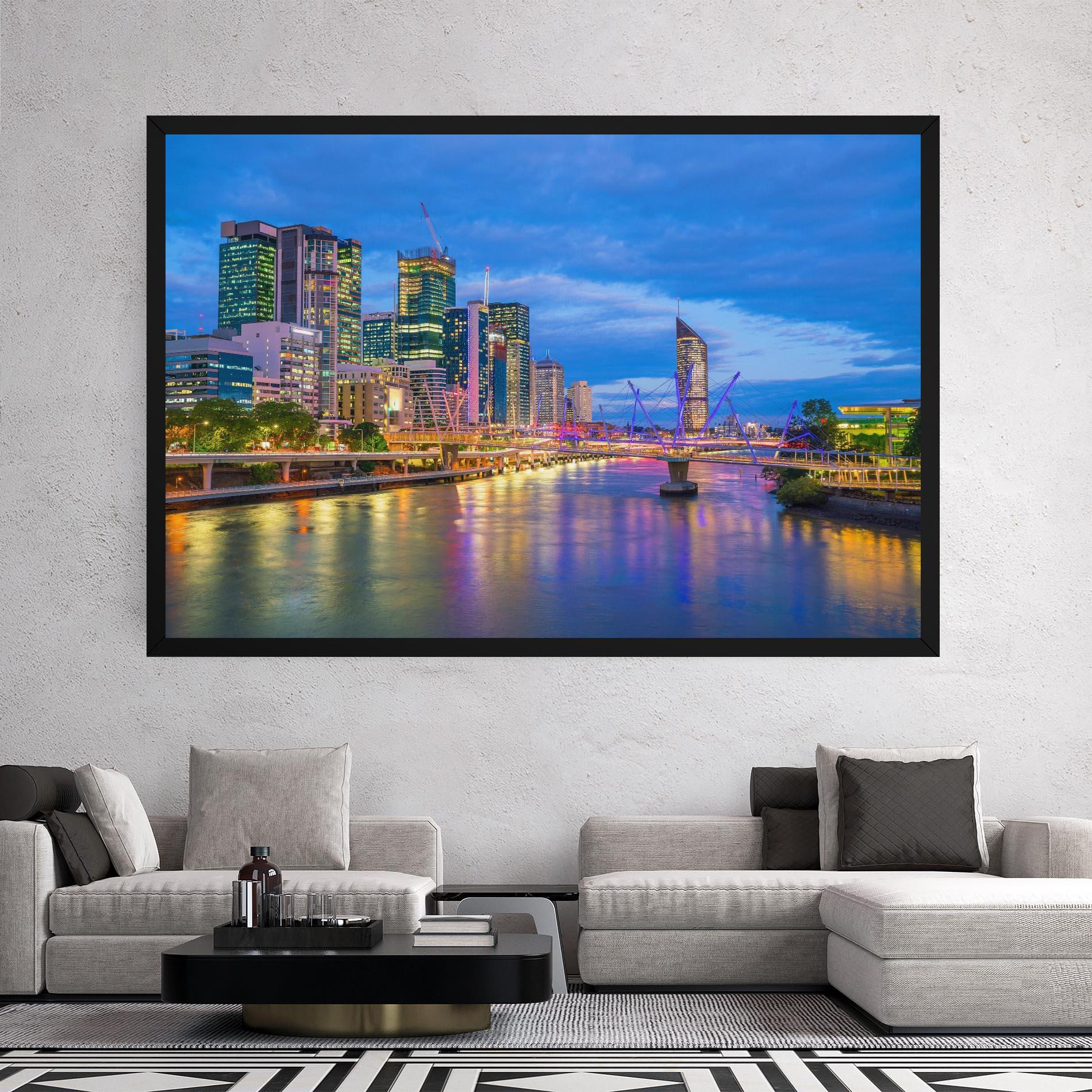Tablou Canvas Brisbane Skyline View mockup 2