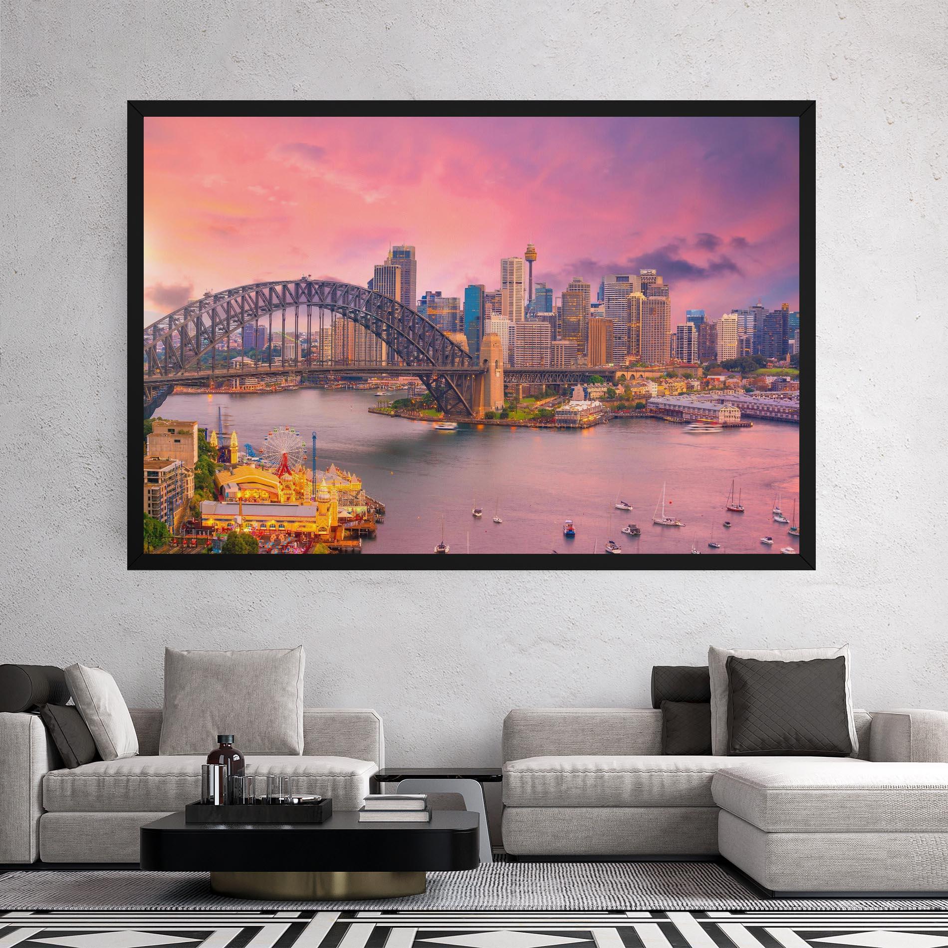 Tablou Canvas Pink Sydney Skyline mockup 2