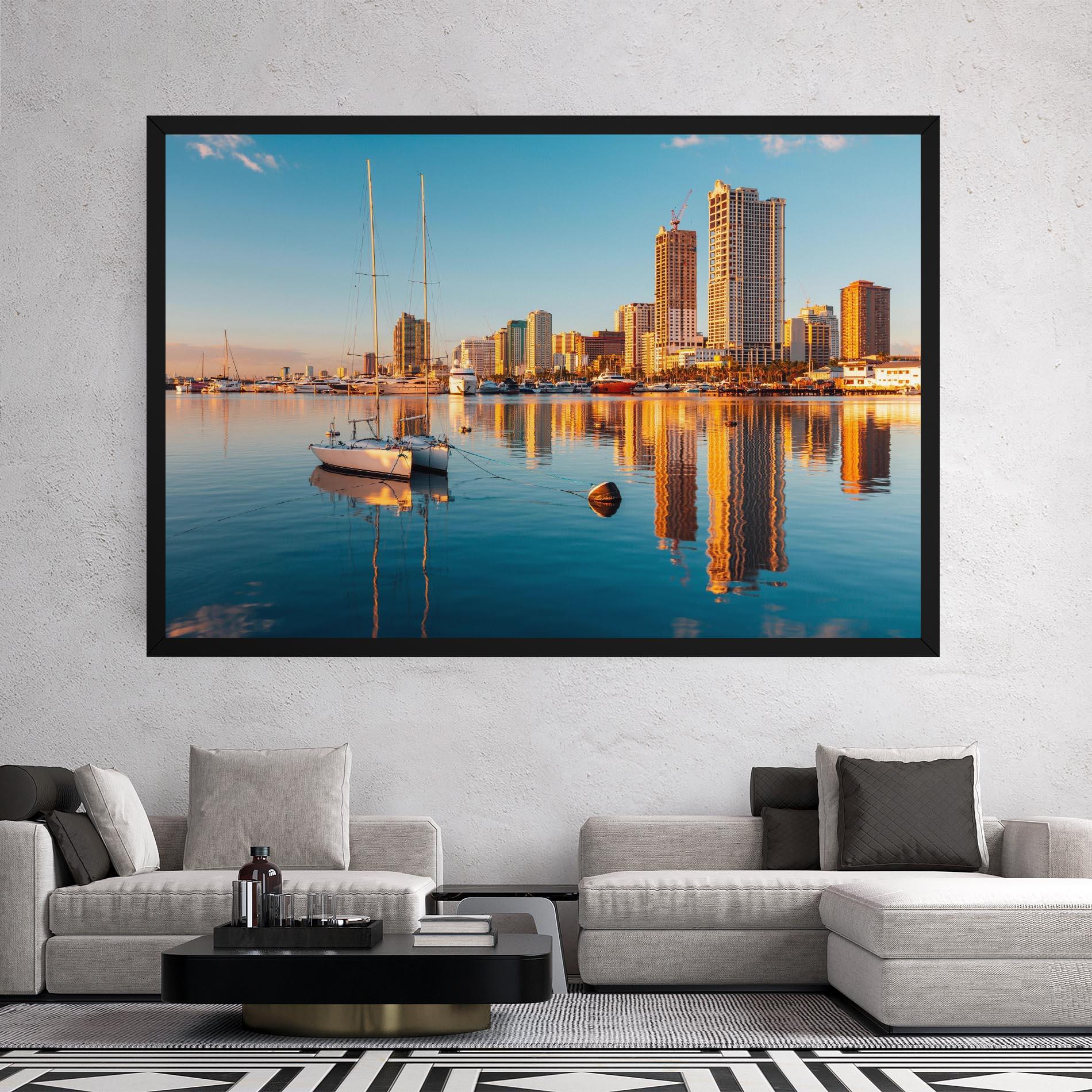 Tablou Canvas Skyscrapers Water mockup 2