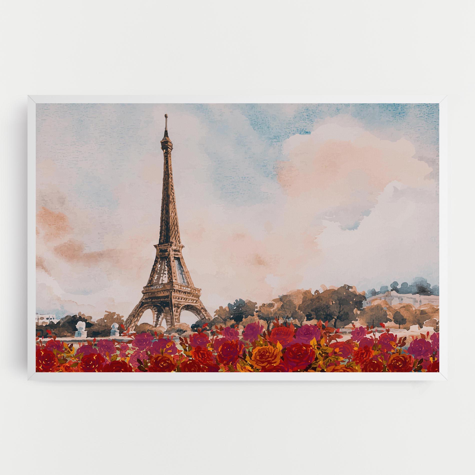 Tablou Canvas Eiffel Tower Roses mockup 0