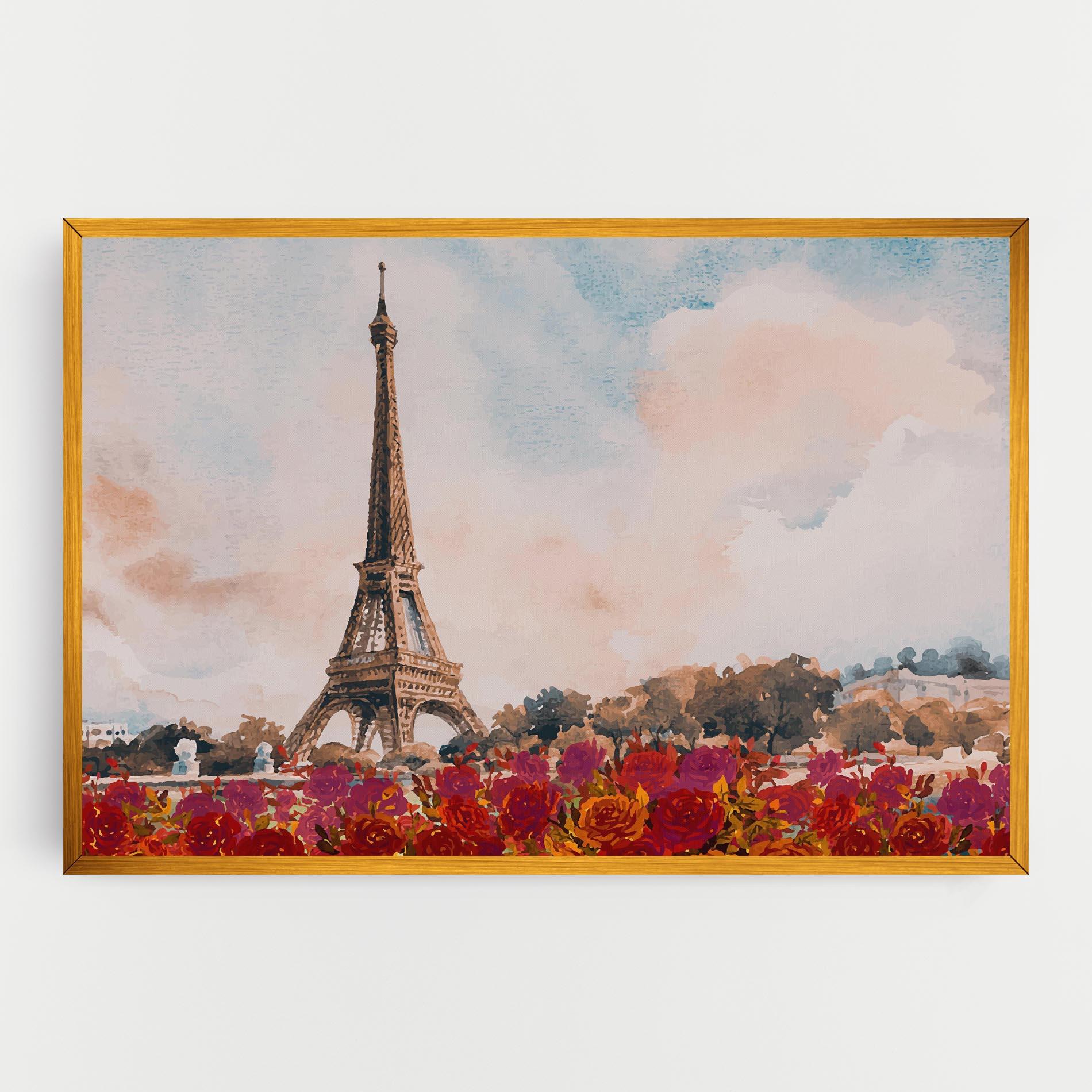 Tablou Canvas Eiffel Tower Roses mockup 0