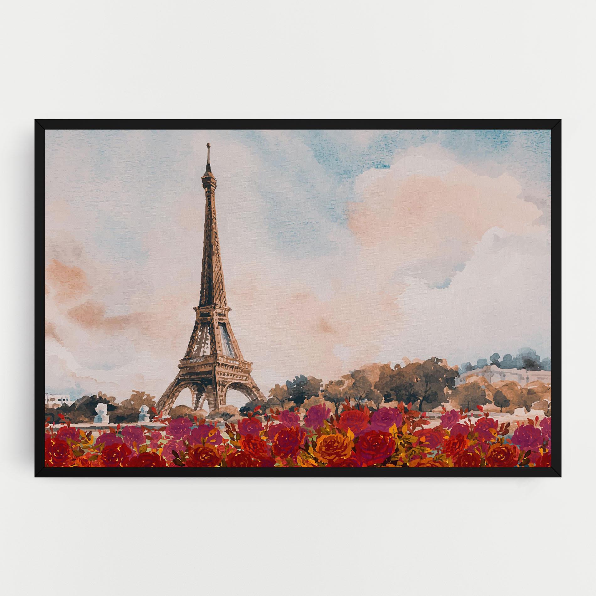 Tablou Canvas Eiffel Tower Roses mockup 0