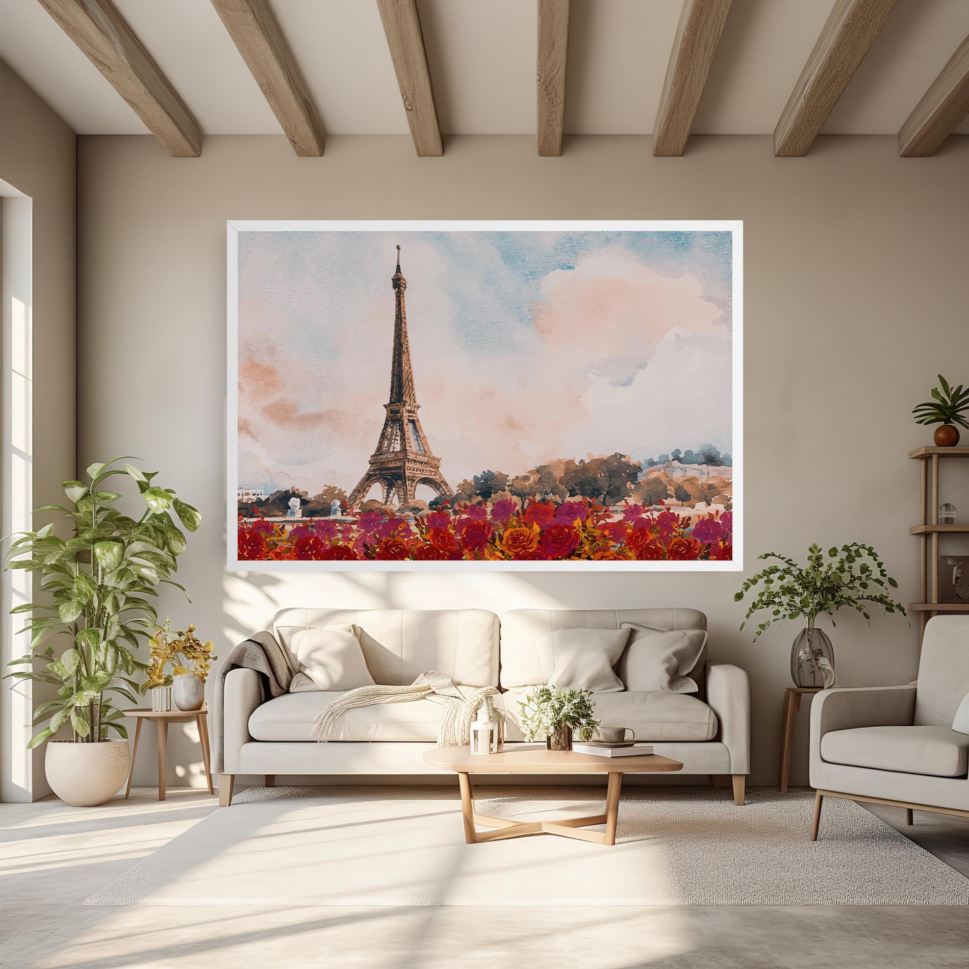 Tablou Canvas Eiffel Tower Roses mockup 6