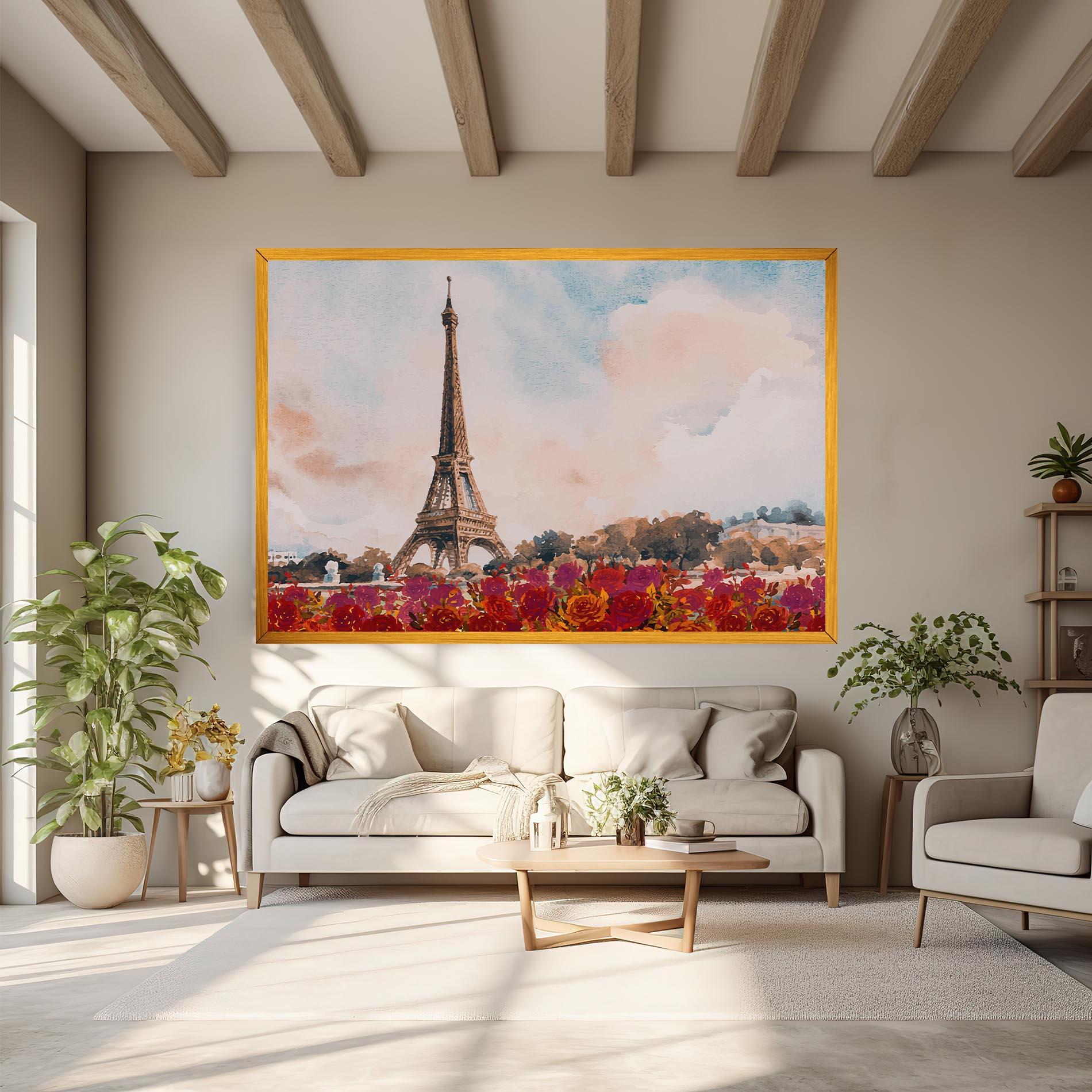 Tablou Canvas Eiffel Tower Roses mockup 6