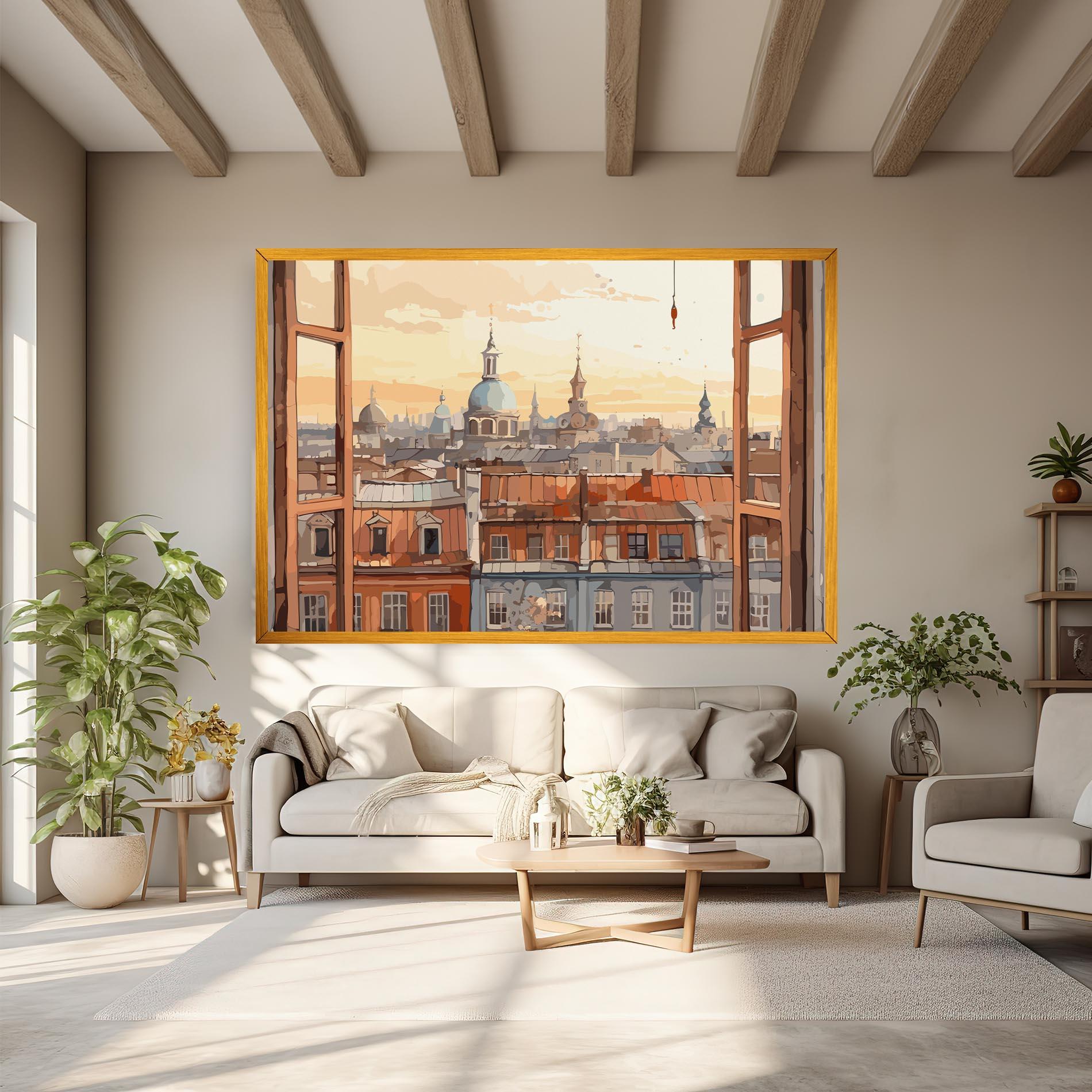 Tablou Canvas Window City View mockup 6