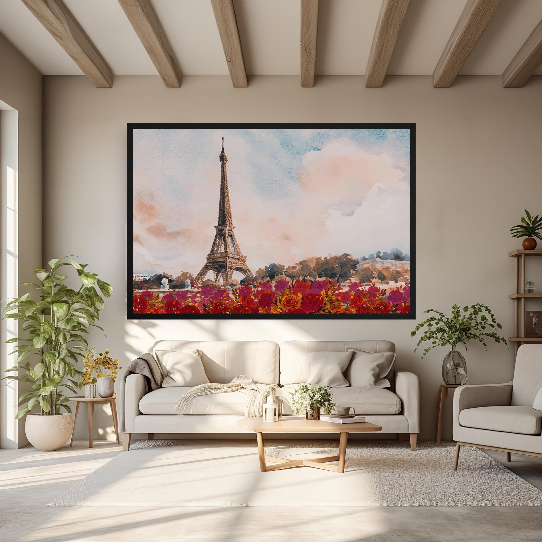 Tablou Canvas Eiffel Tower Roses mockup 6