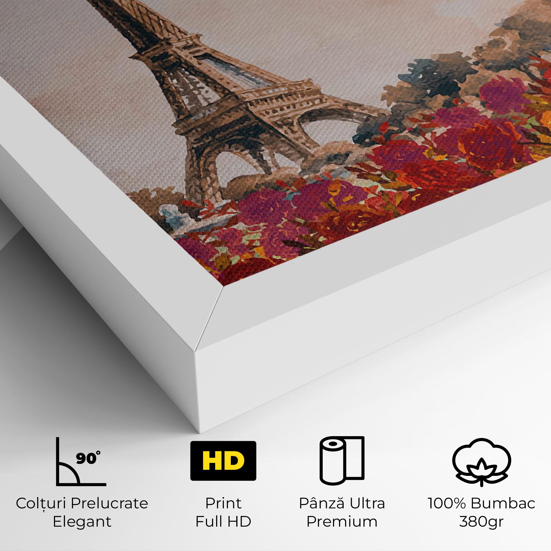 Tablou Canvas Eiffel Tower Roses mockup 4