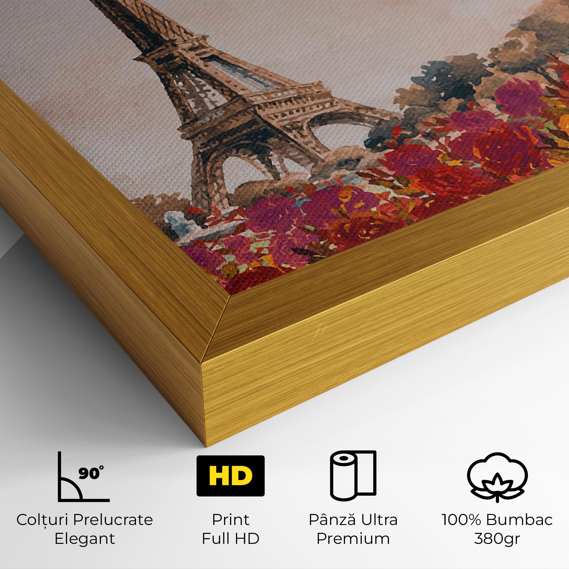Tablou Canvas Eiffel Tower Roses mockup 4