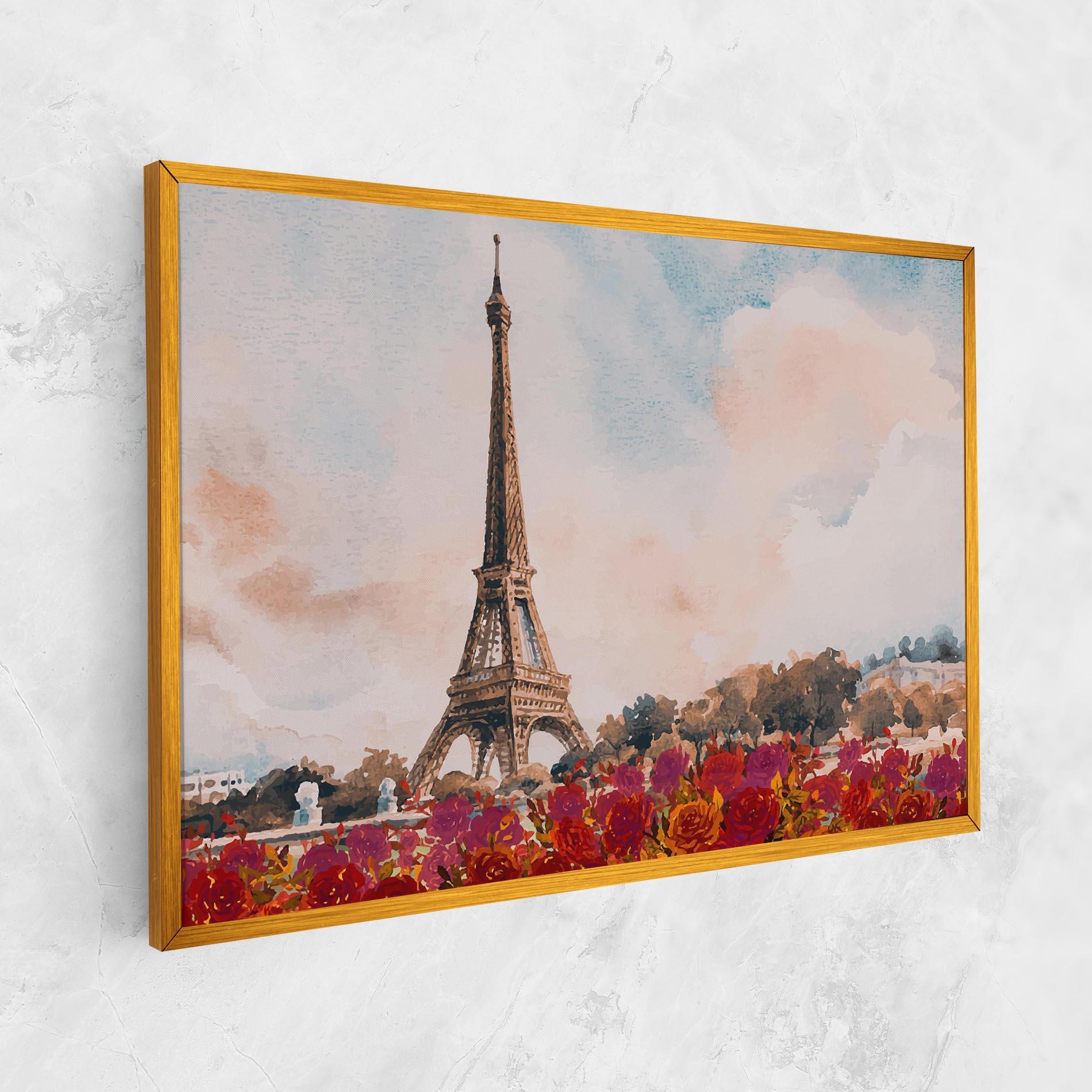 Tablou Canvas Eiffel Tower Roses mockup 1