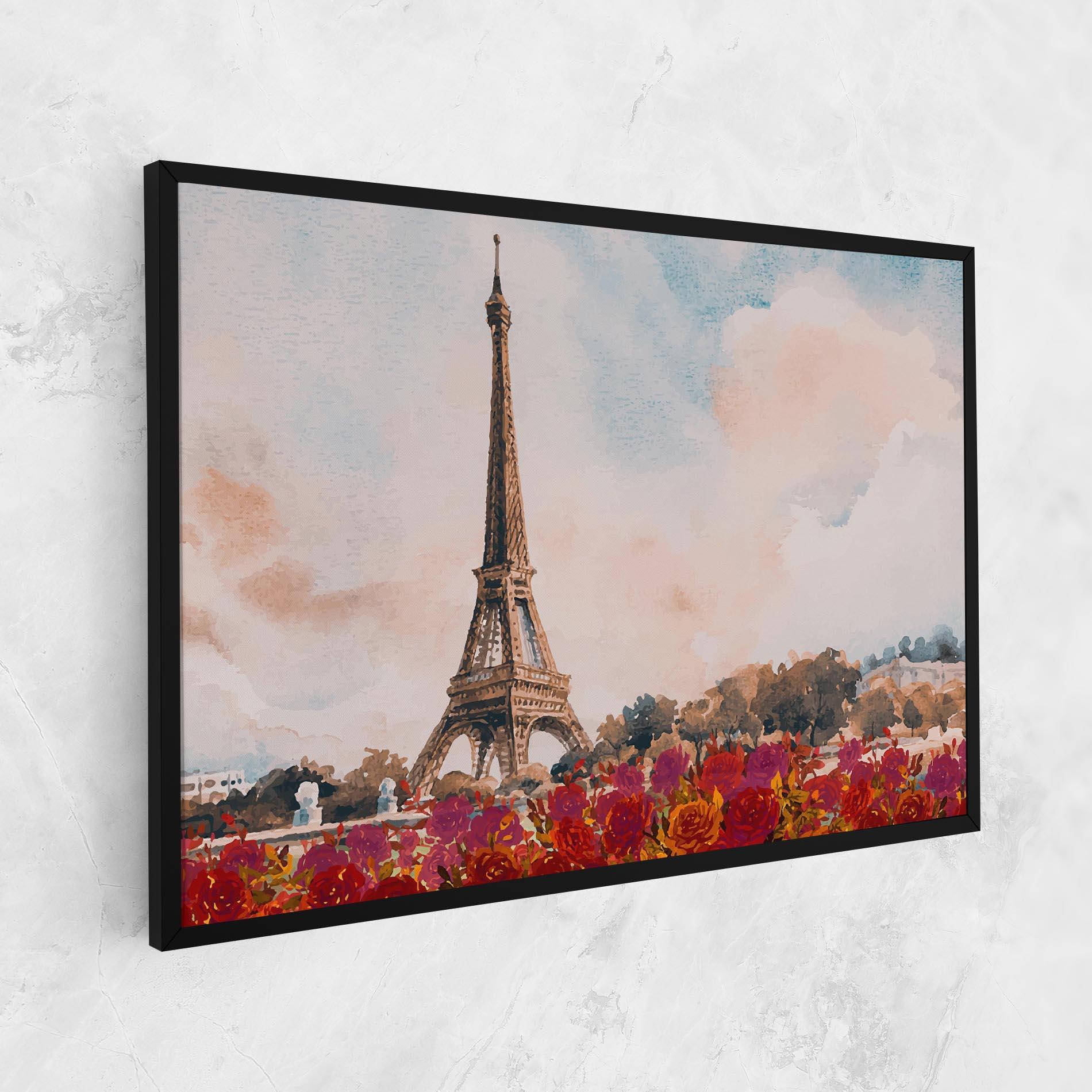 Tablou Canvas Eiffel Tower Roses mockup 1