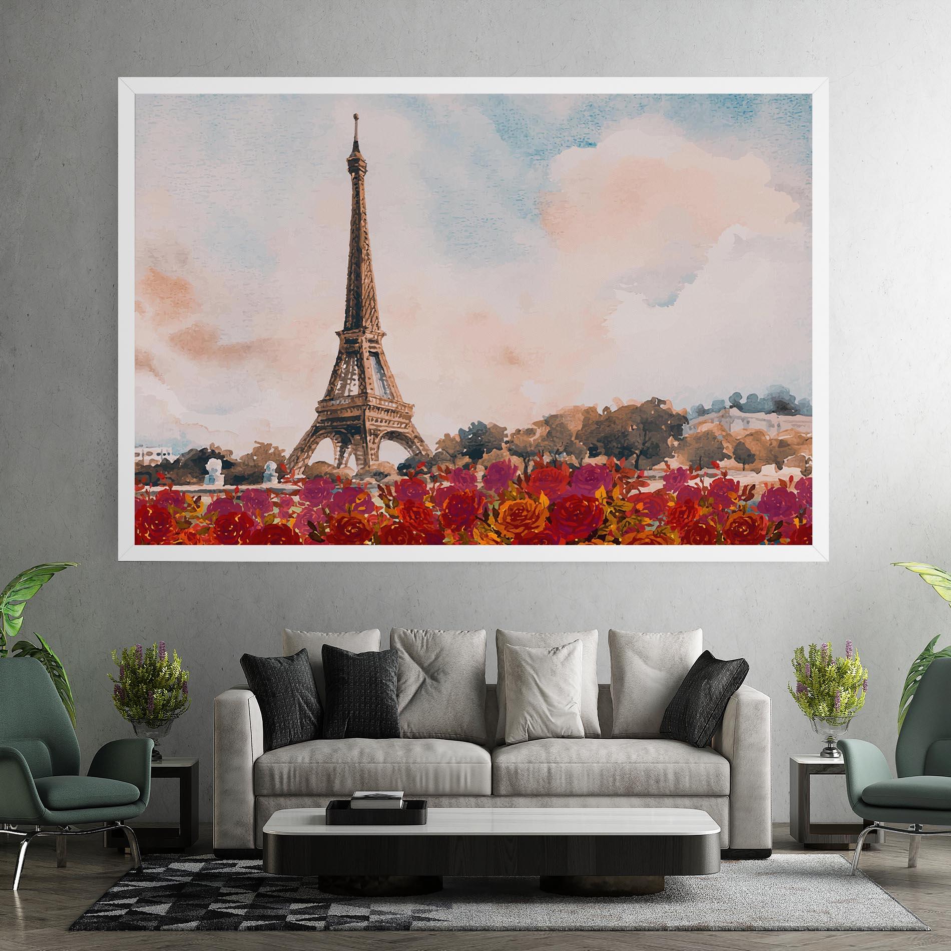 Tablou Canvas Eiffel Tower Roses mockup 7