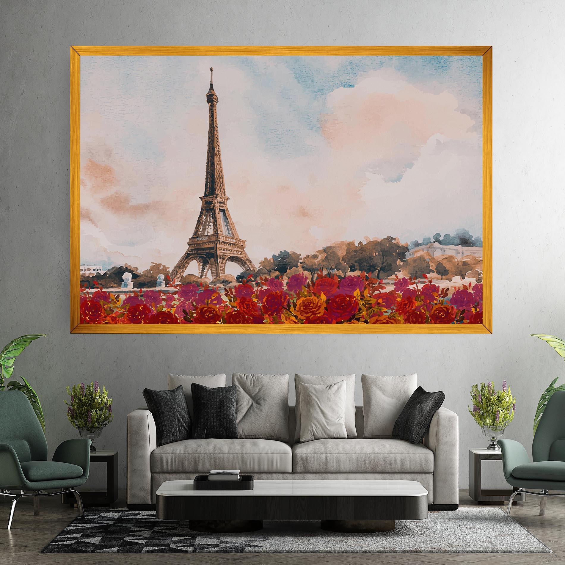 Tablou Canvas Eiffel Tower Roses mockup 7