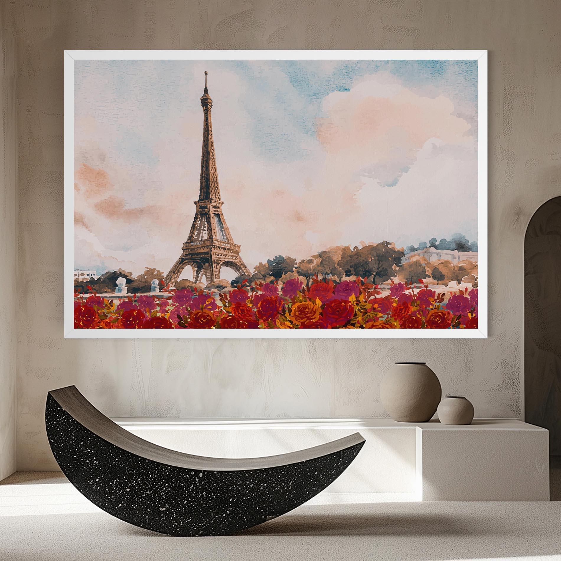 Tablou Canvas Eiffel Tower Roses mockup 8