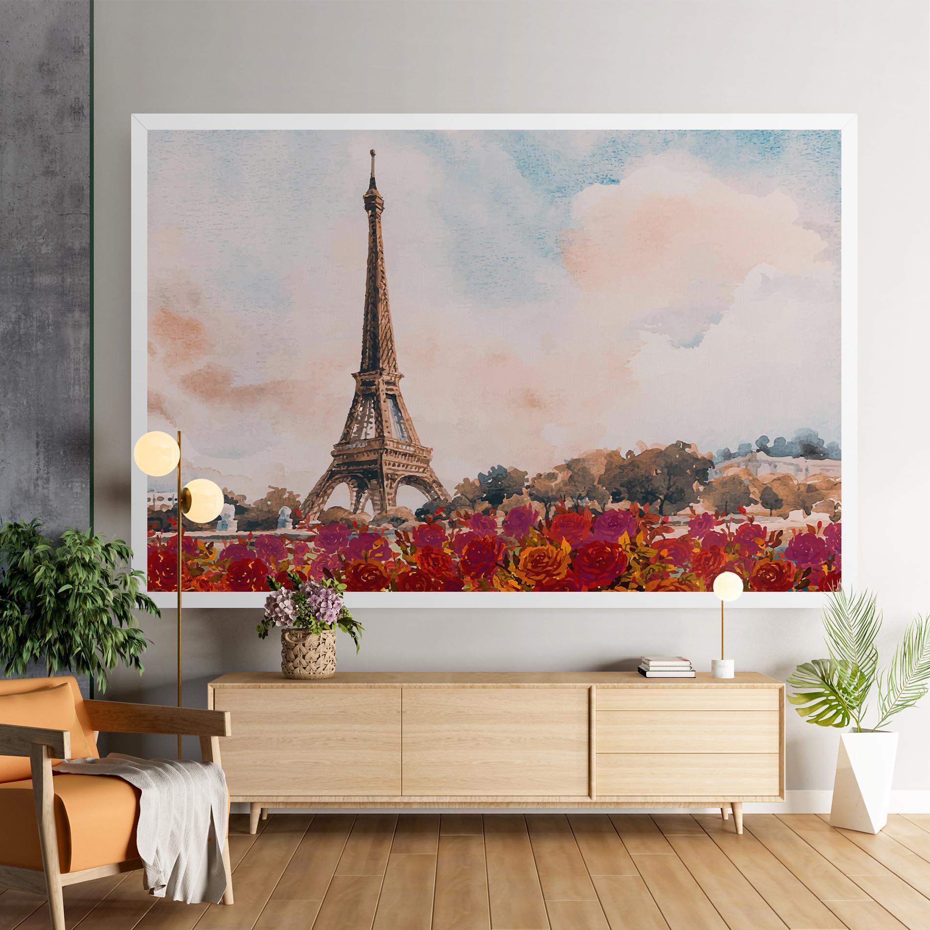 Tablou Canvas Eiffel Tower Roses mockup 9