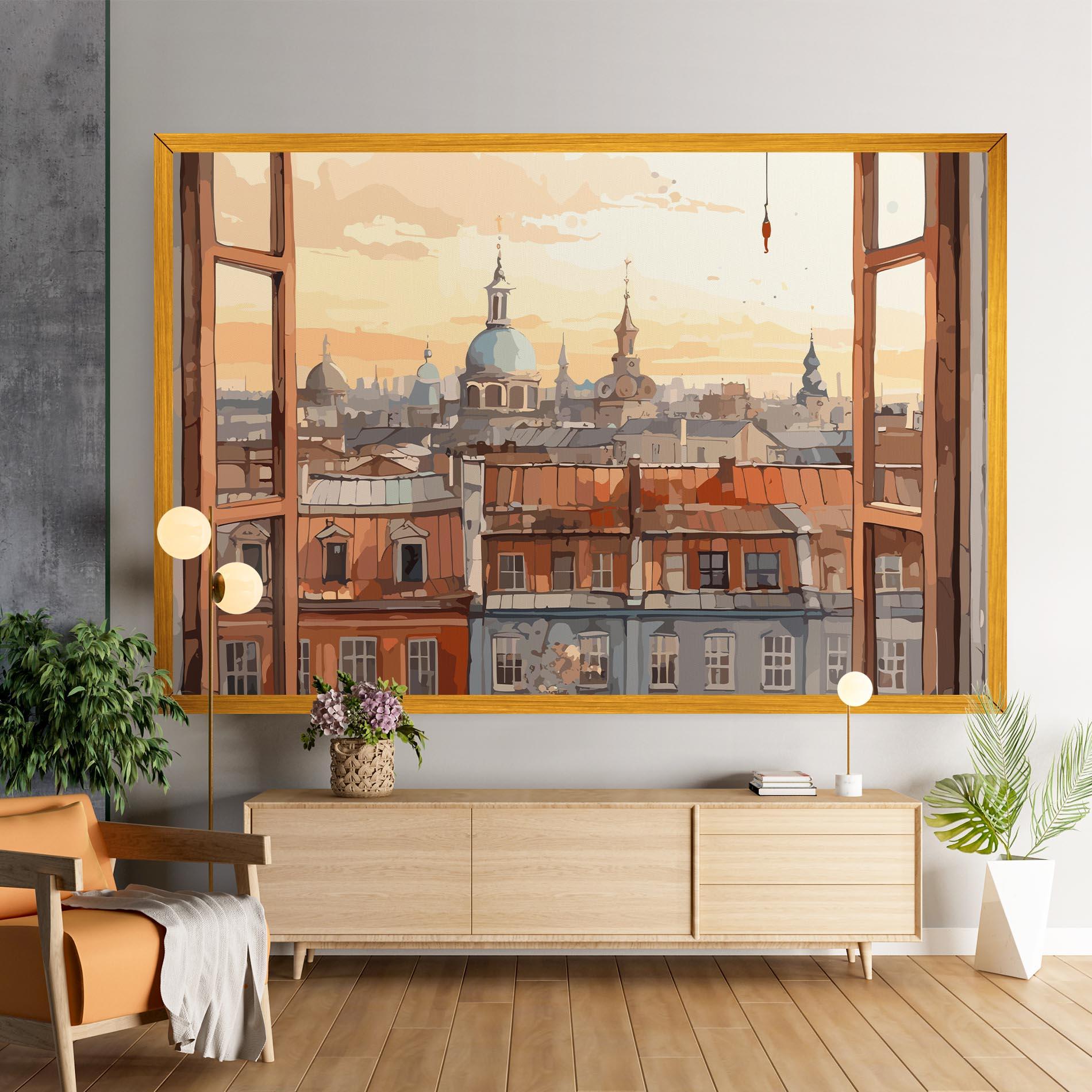 Tablou Canvas Window City View mockup 9