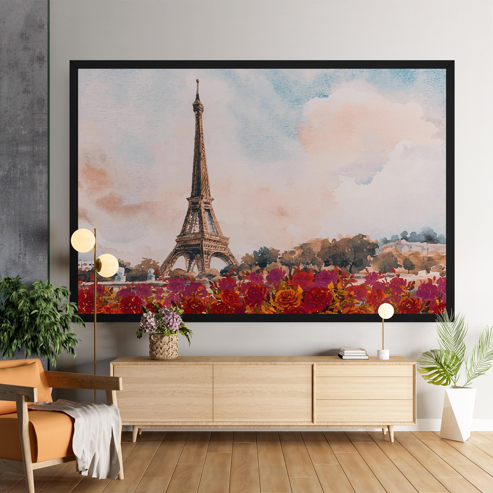 Tablou Canvas Eiffel Tower Roses mockup 9