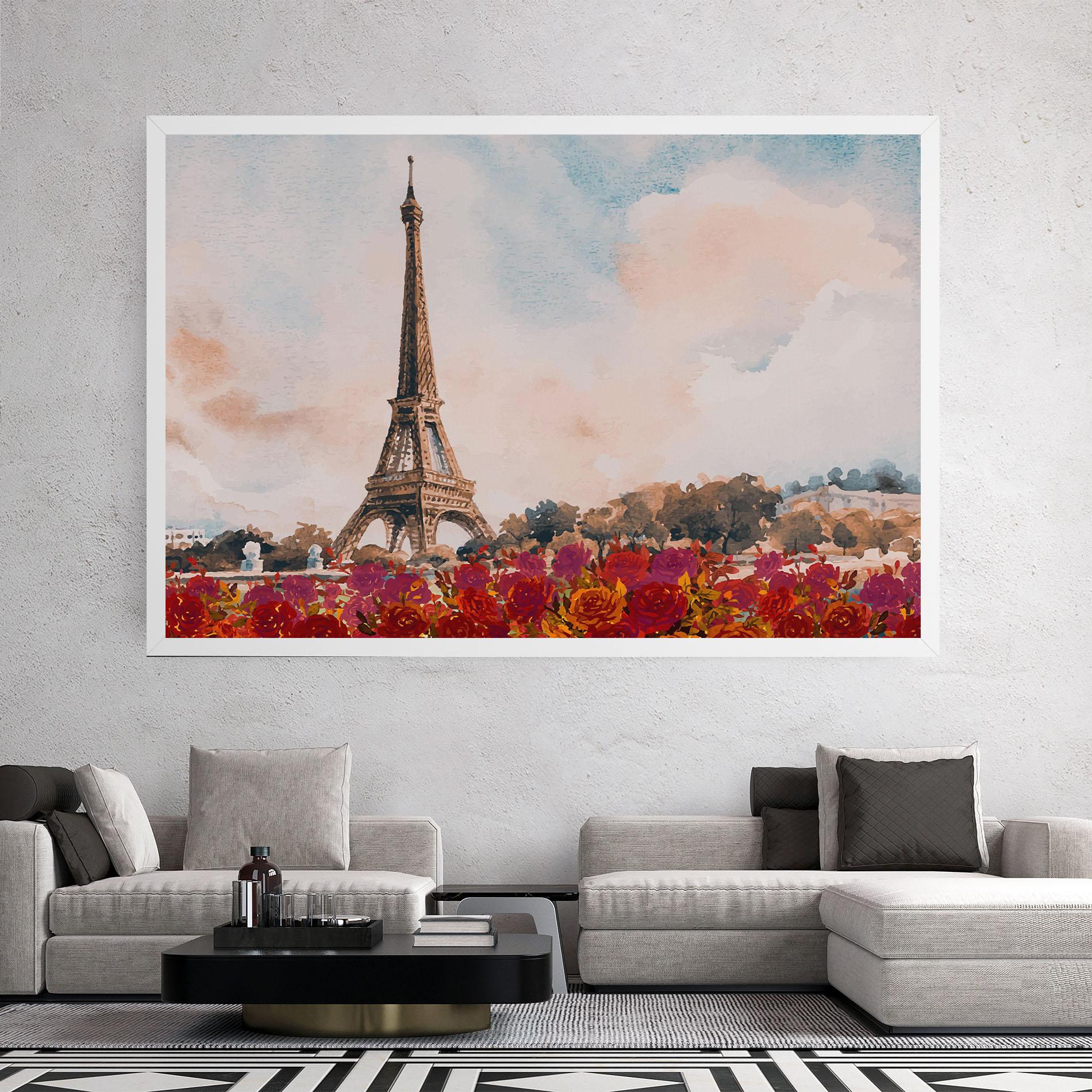 Tablou Canvas Eiffel Tower Roses mockup 2