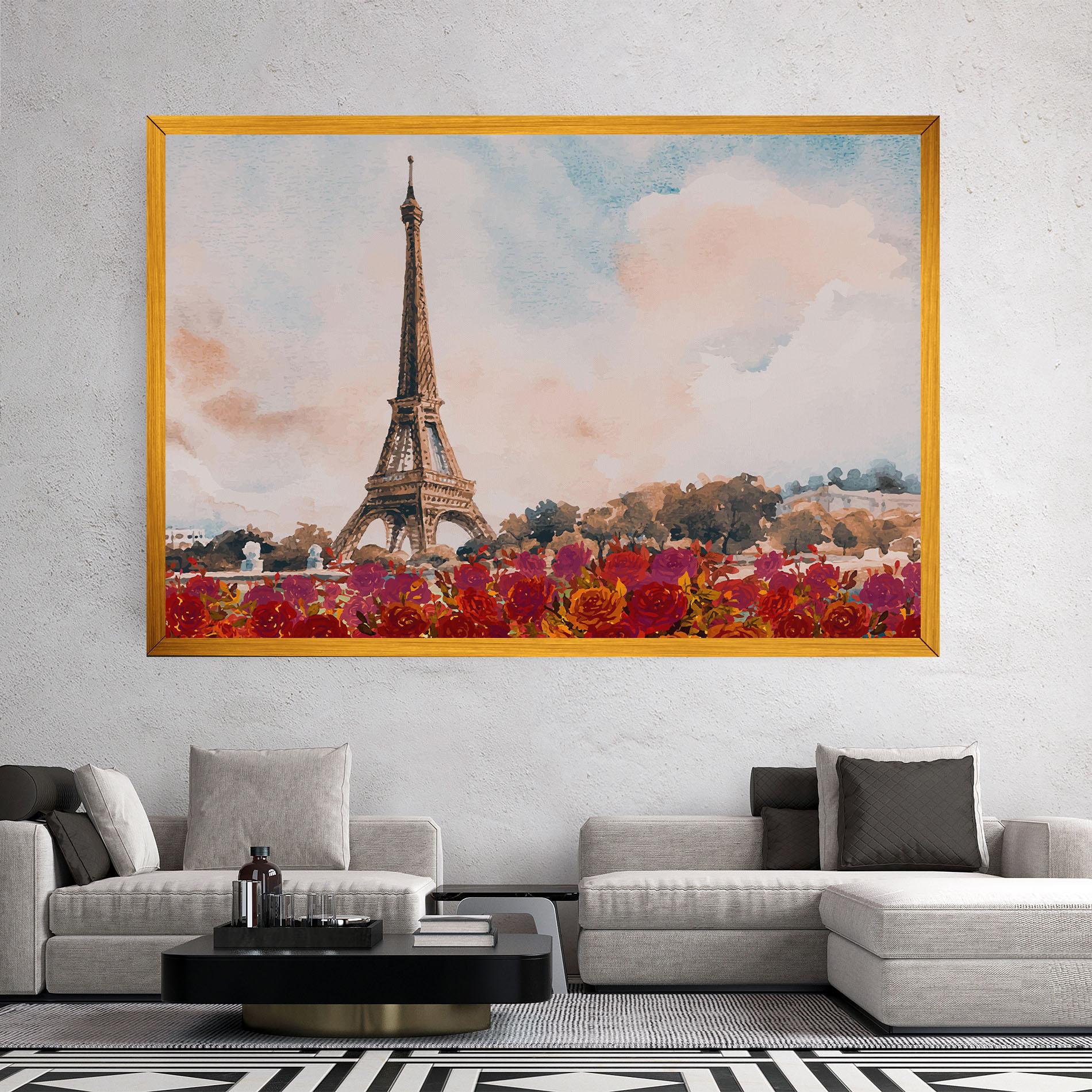 Tablou Canvas Eiffel Tower Roses mockup 2