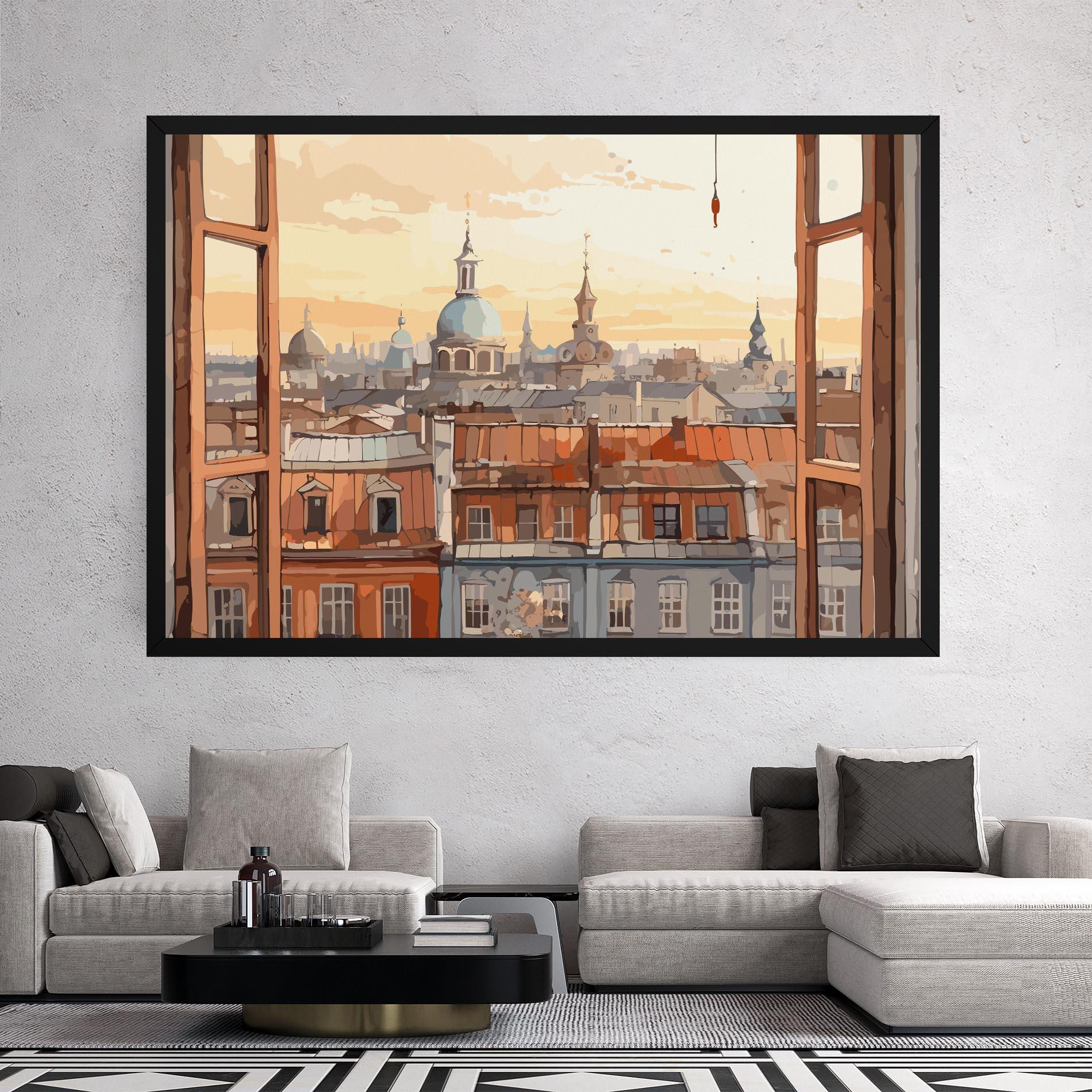 Tablou Canvas Window City View mockup 2