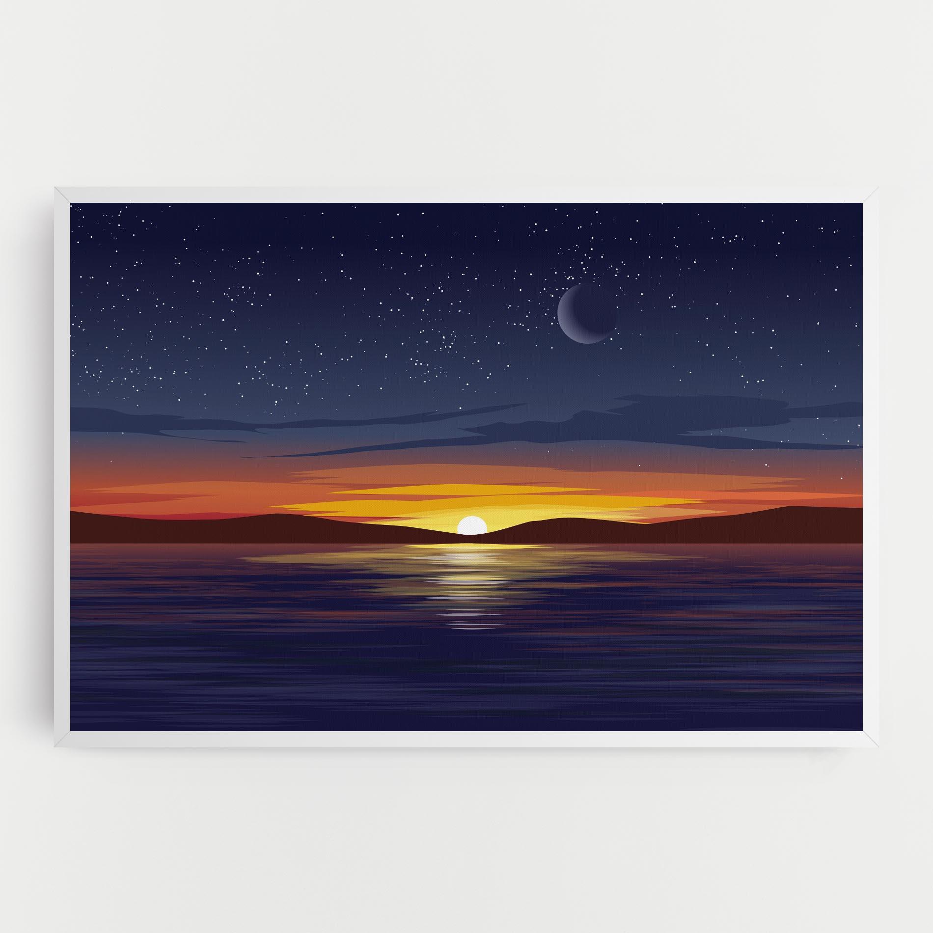 Tablou Canvas Ocean Moon Sunset mockup 0
