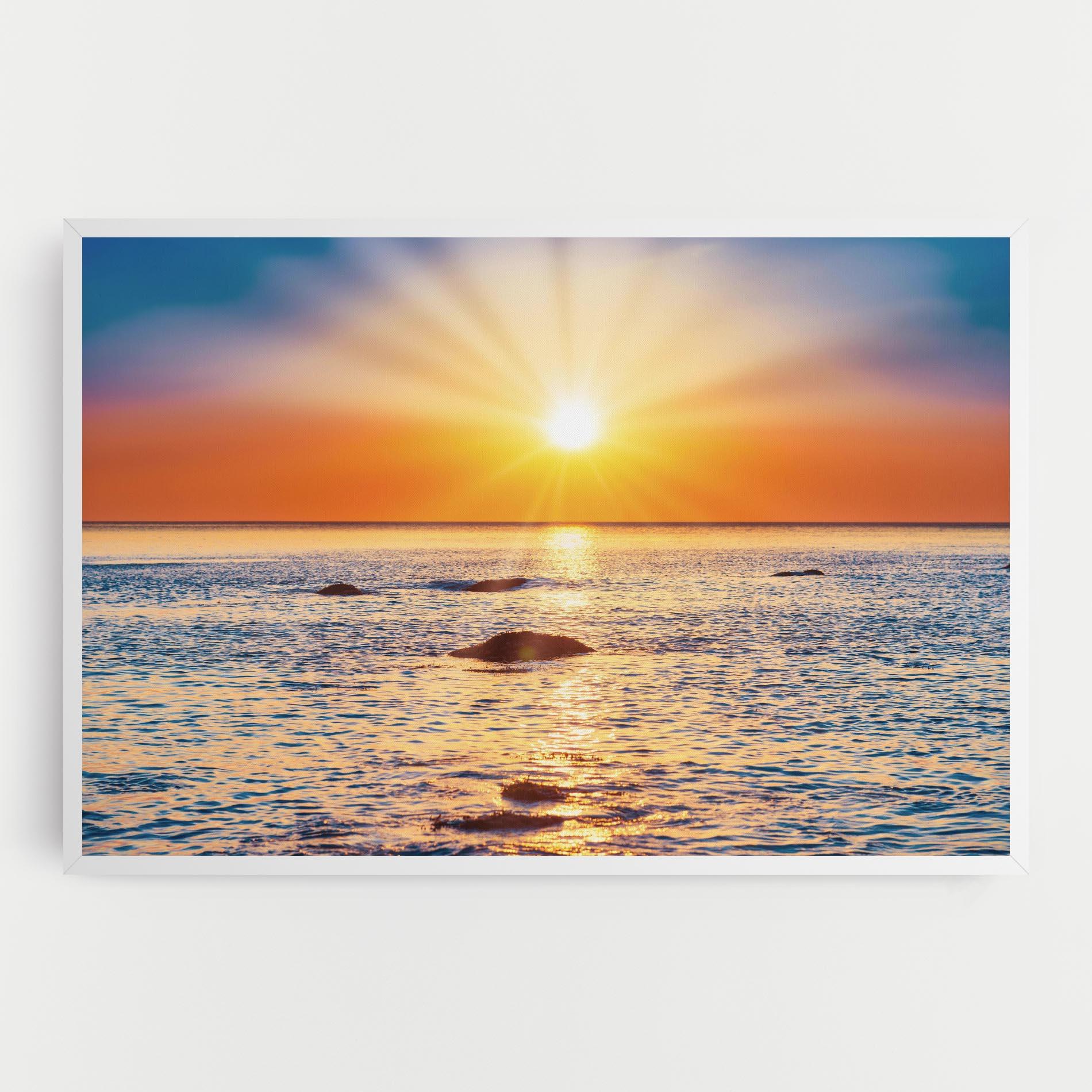 Tablou Canvas Sunset Beach Rocks mockup 0