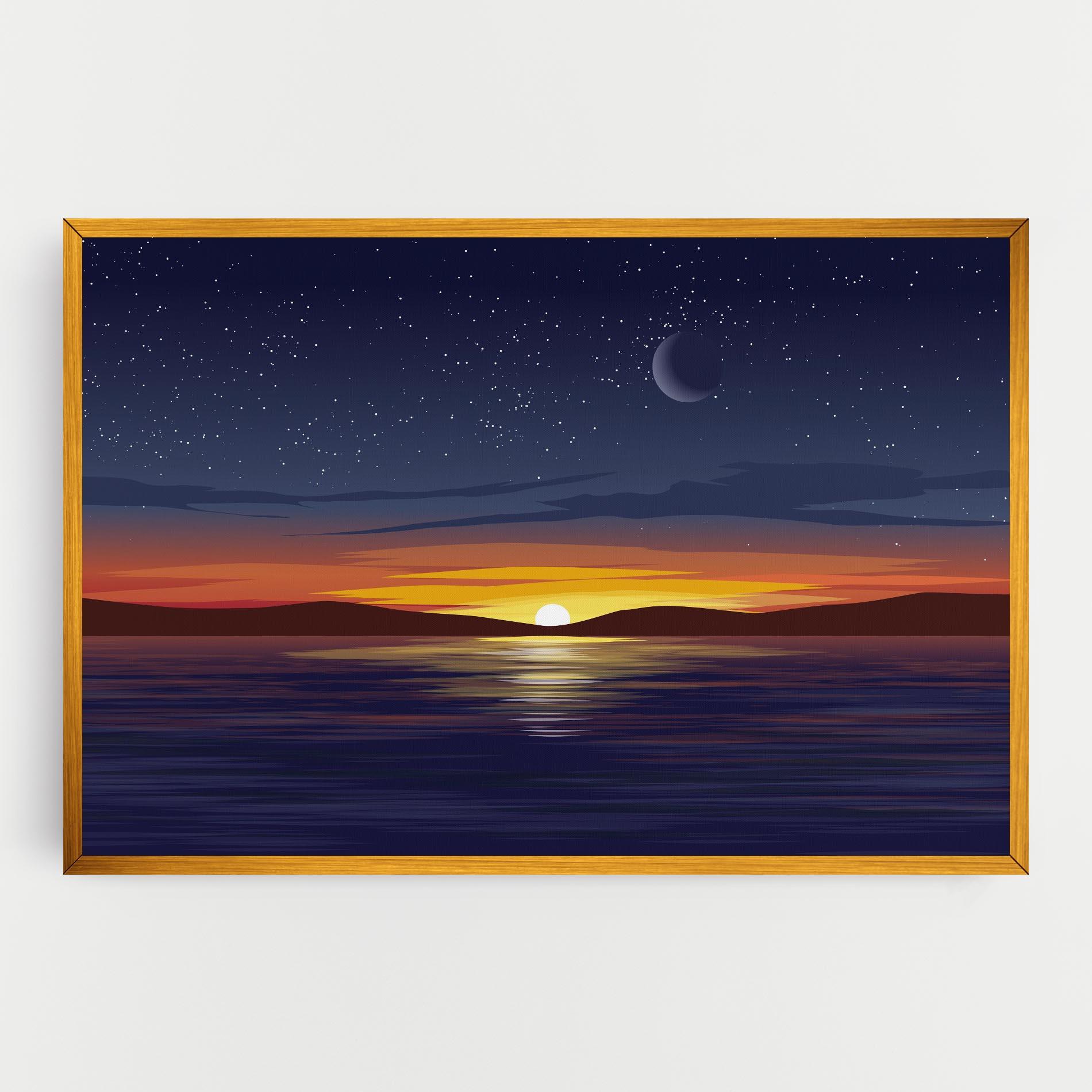 Tablou Canvas Ocean Moon Sunset mockup 0