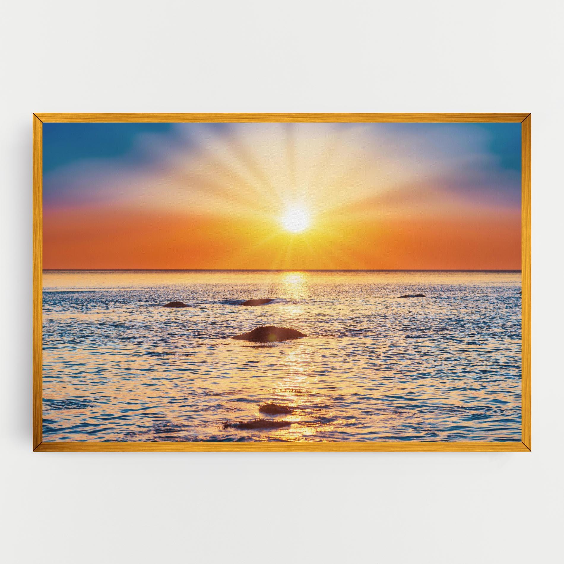 Tablou Canvas Sunset Beach Rocks mockup 0