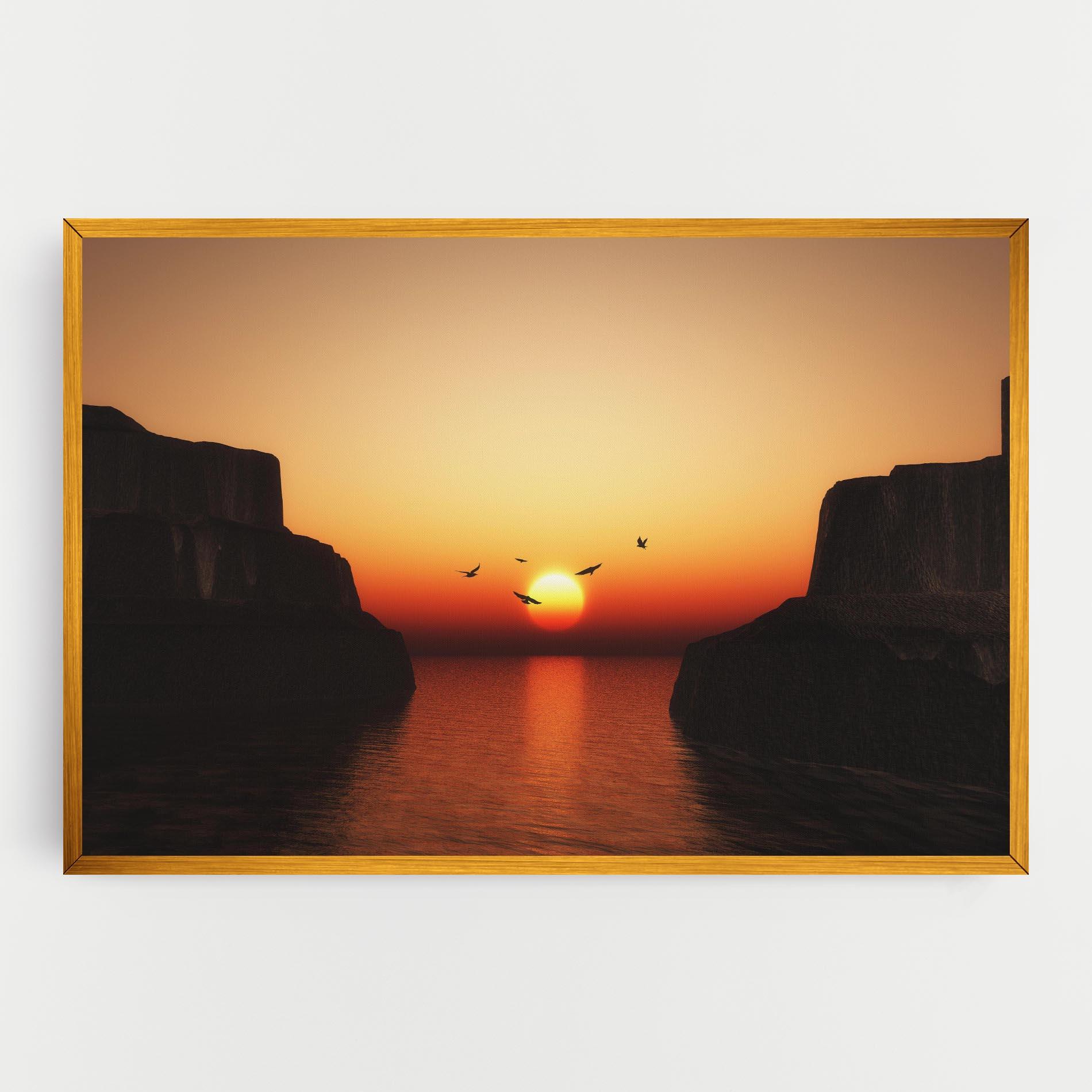 Tablou Canvas Sunset Silhouette Birds mockup 0