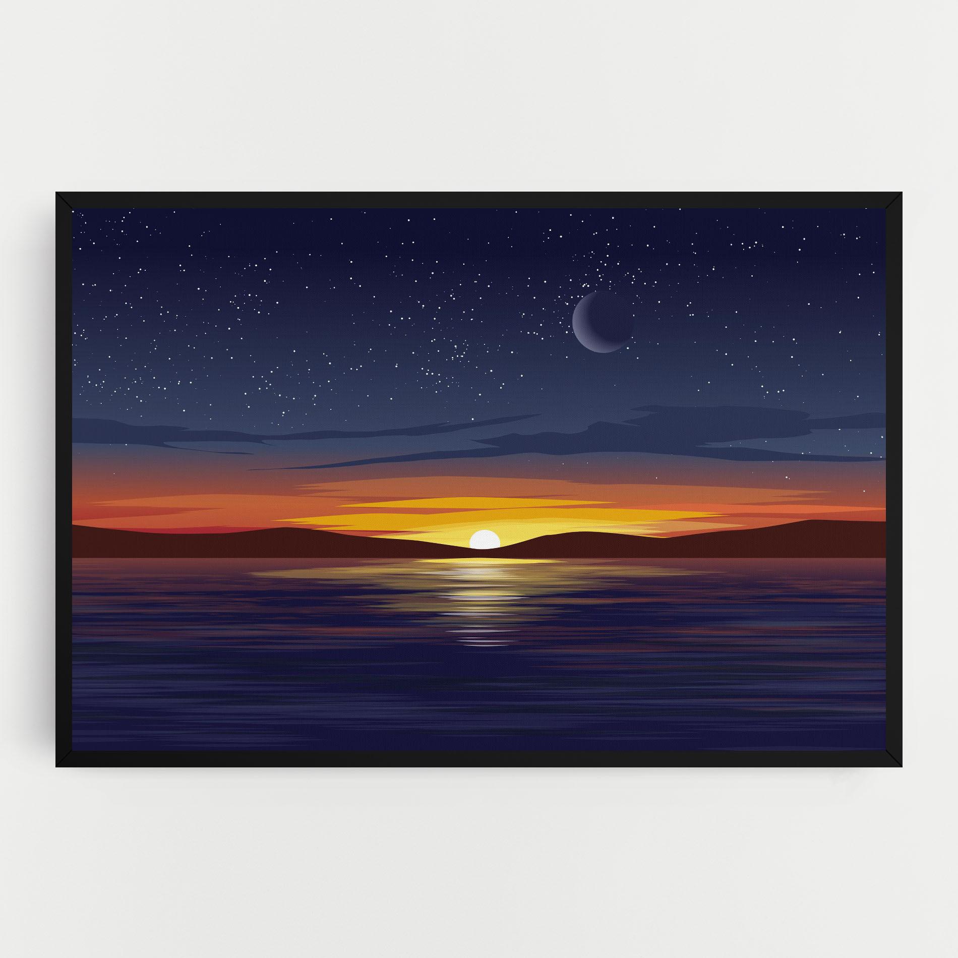 Tablou Canvas Ocean Moon Sunset mockup 0