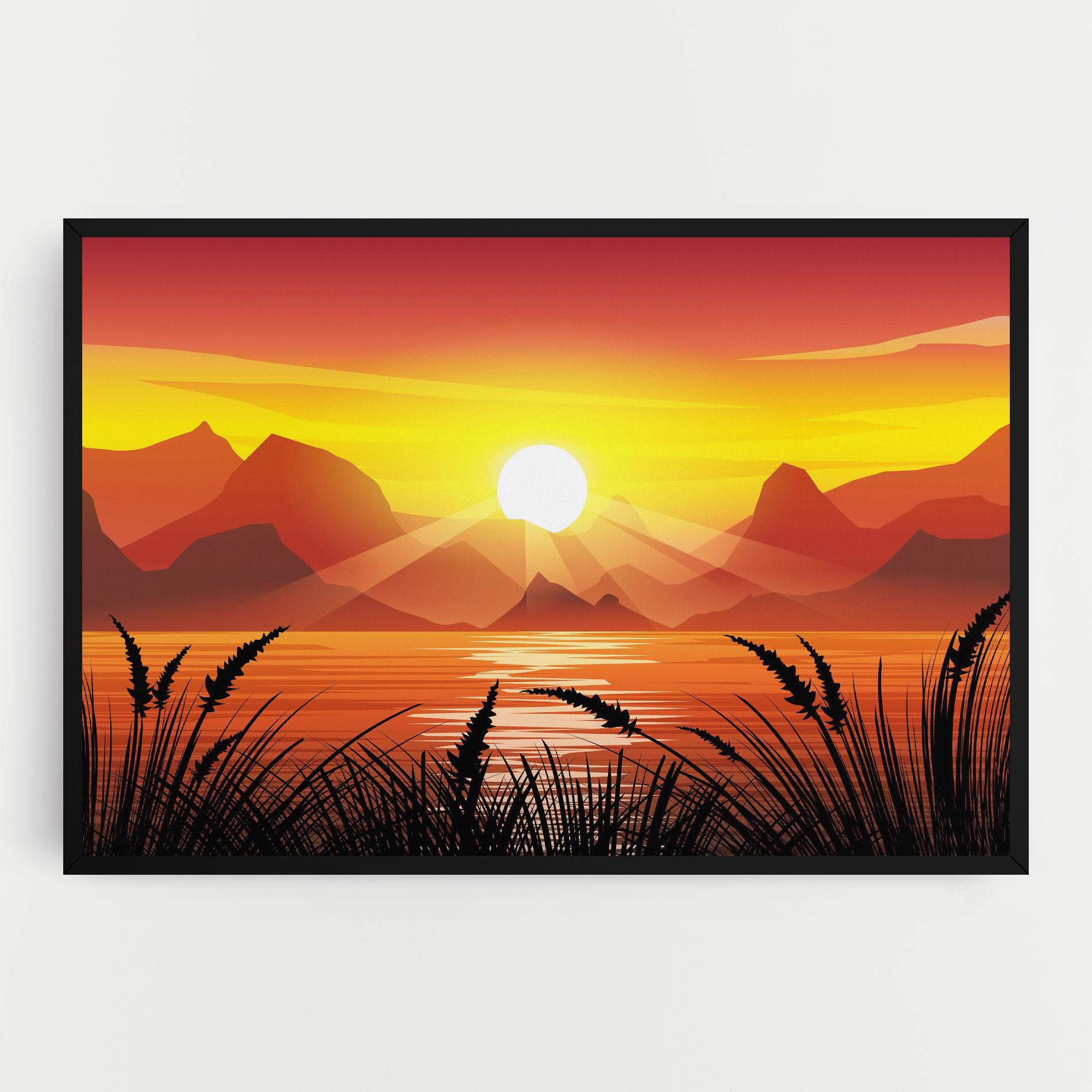 Tablou Canvas Sunrise Grass Art mockup 0