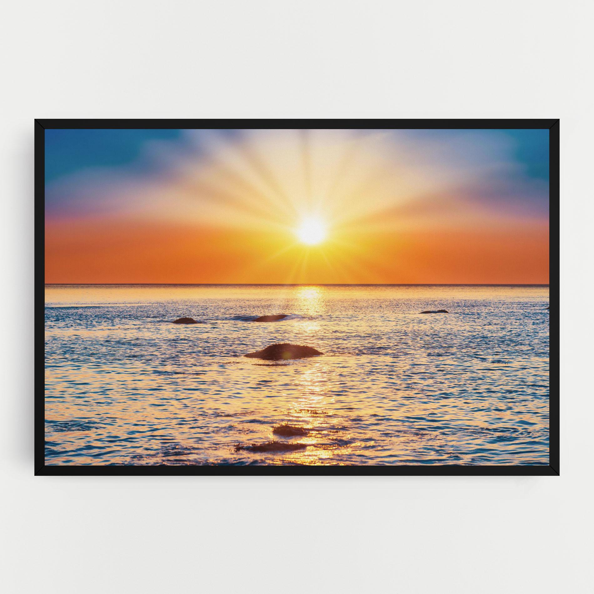 Tablou Canvas Sunset Beach Rocks mockup 0