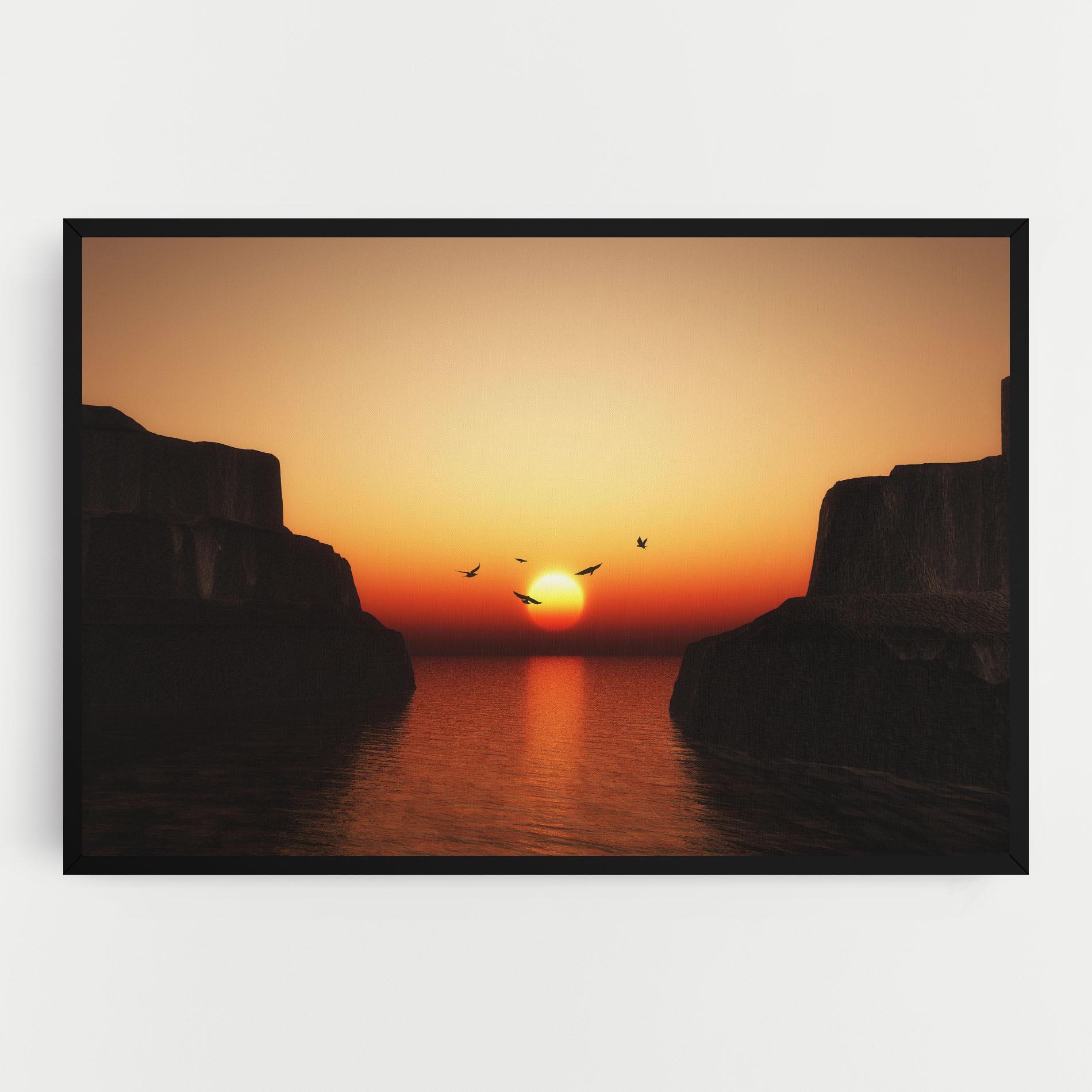 Tablou Canvas Sunset Silhouette Birds mockup 0