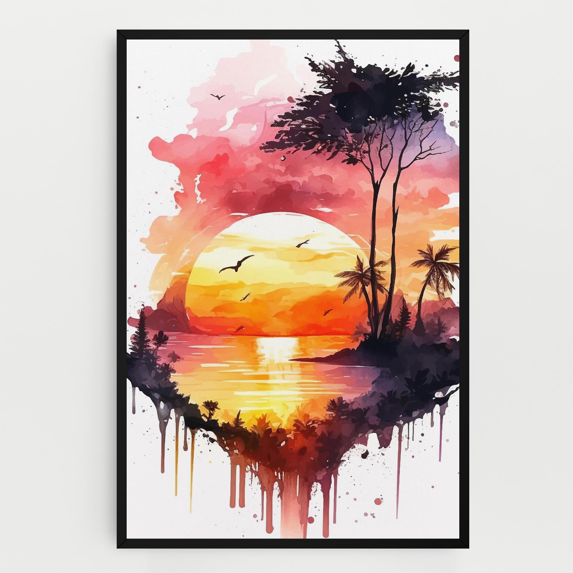 Tablou Canvas Purple Sunset Art mockup 0