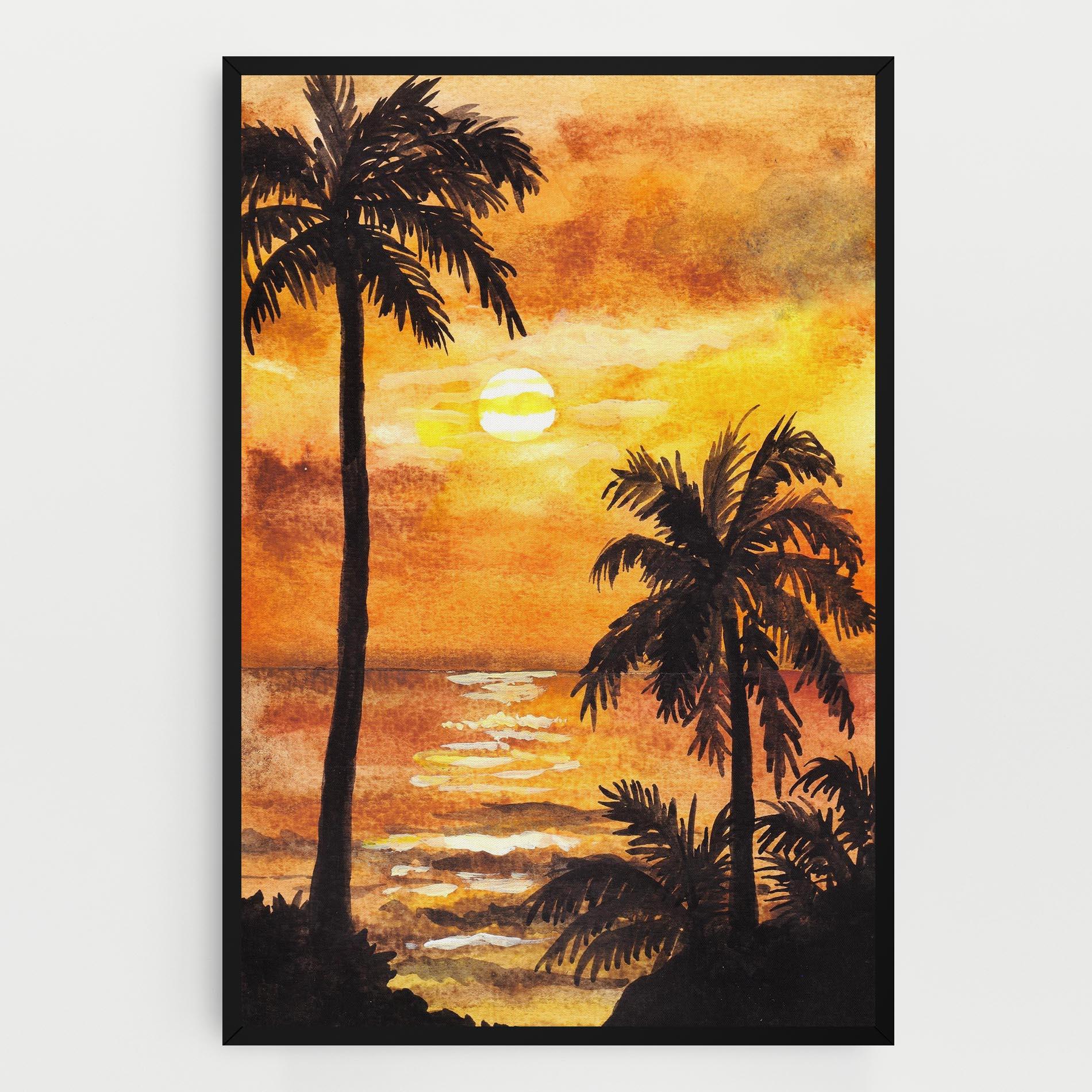 Tablou Canvas Watercolor Painting Sunrise mockup 0