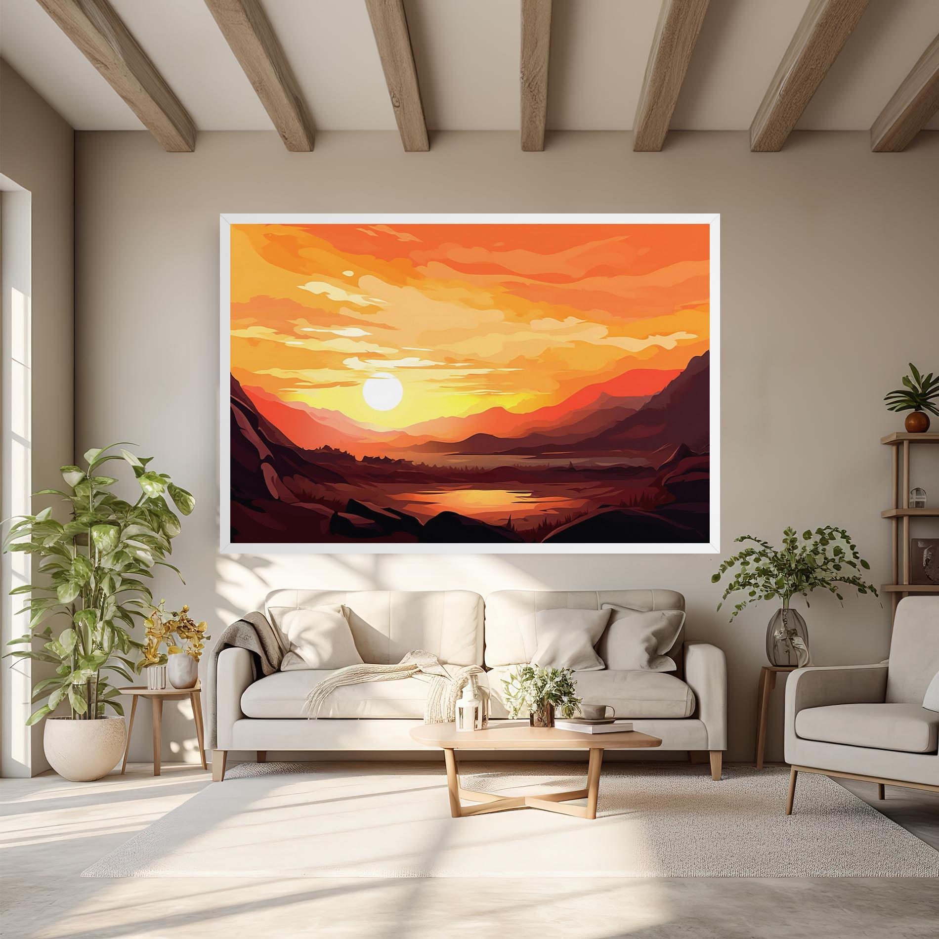 Tablou Canvas Beautiful Sunset Illustration mockup 6