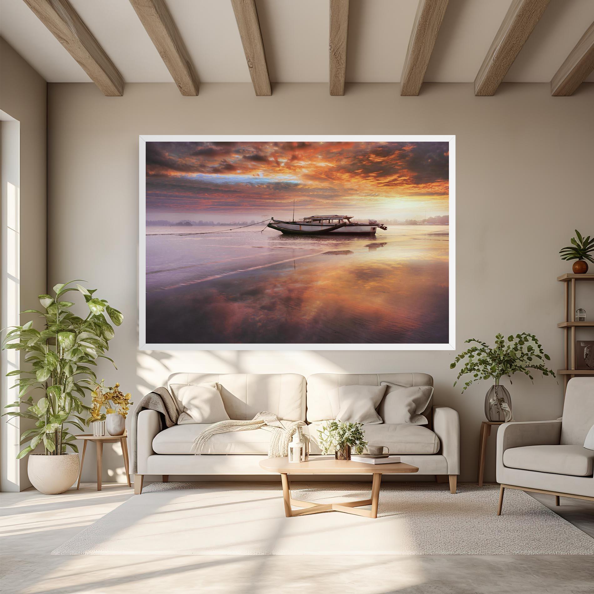 Tablou Canvas Beauty Boat Sunrise mockup 6