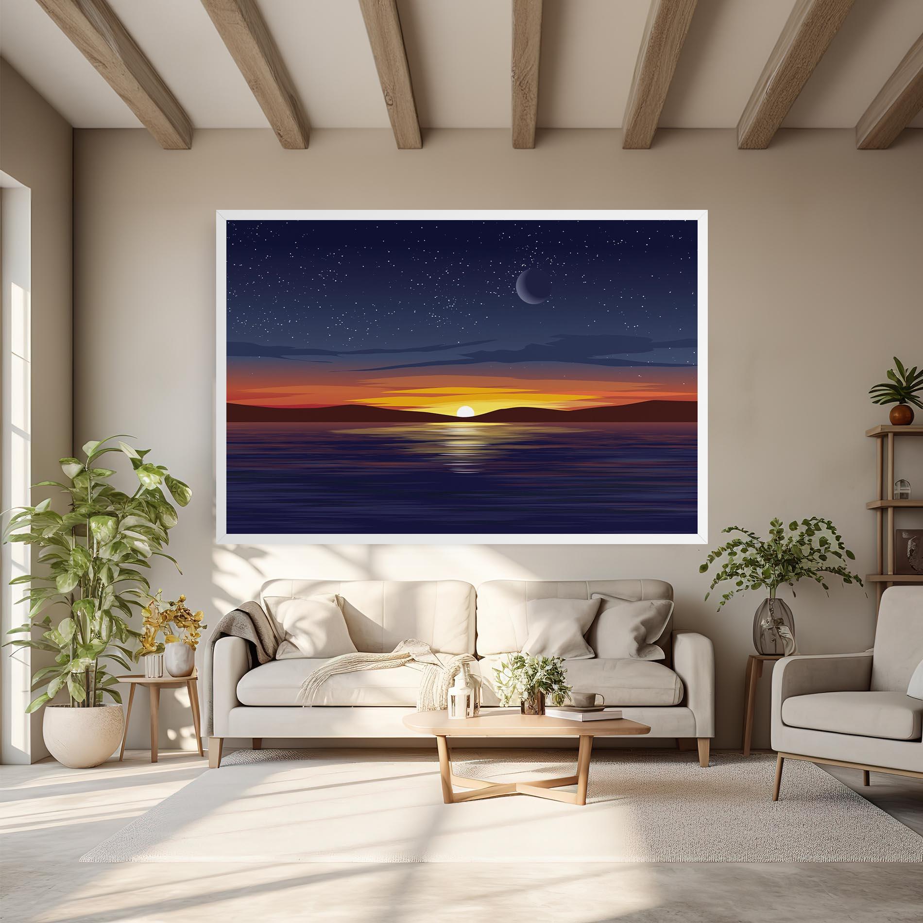 Tablou Canvas Ocean Moon Sunset mockup 6