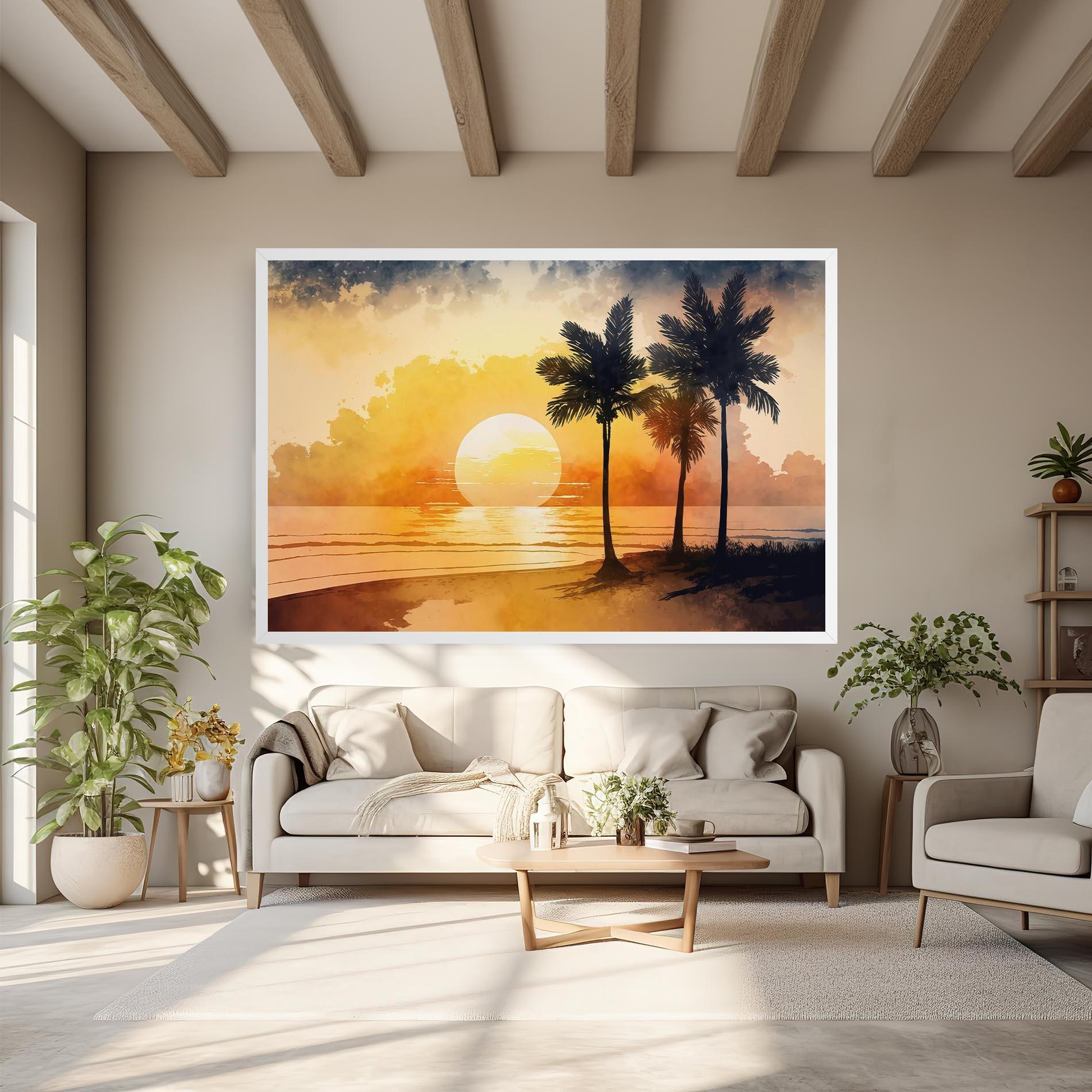 Tablou Canvas Palm Trees Sunset mockup 6