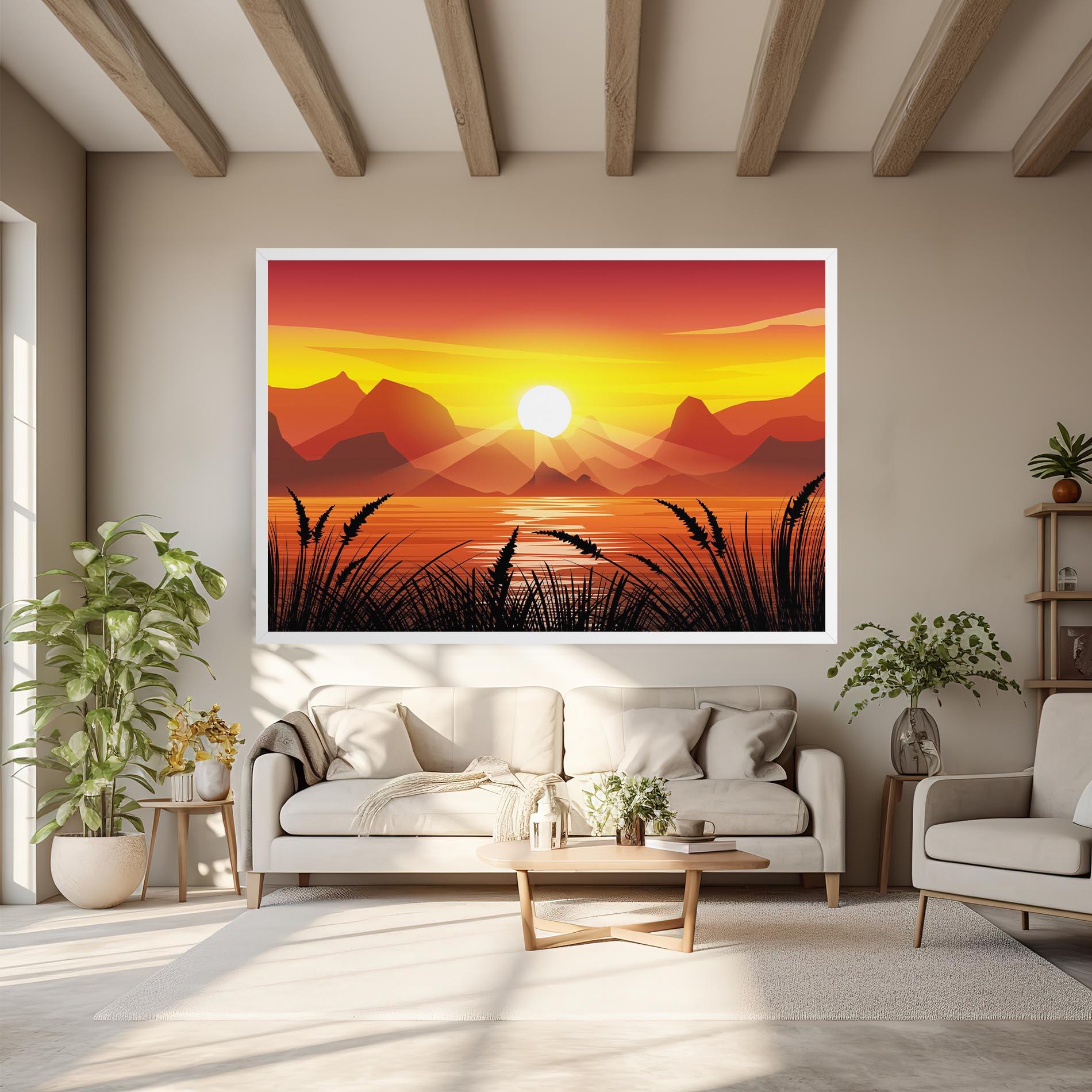 Tablou Canvas Sunrise Grass Art mockup 6