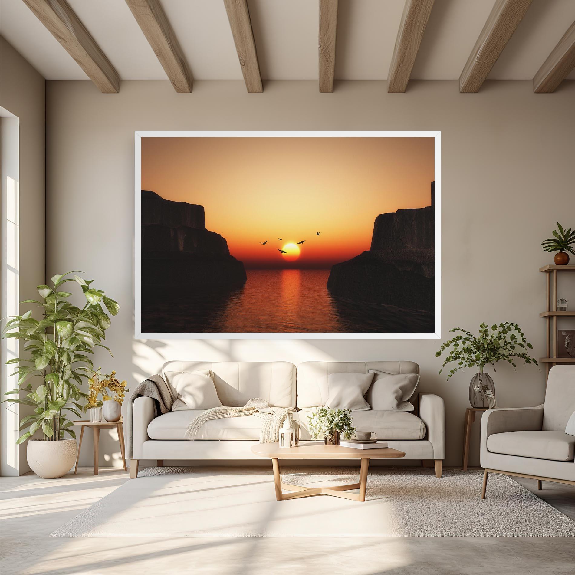 Tablou Canvas Sunset Silhouette Birds mockup 6