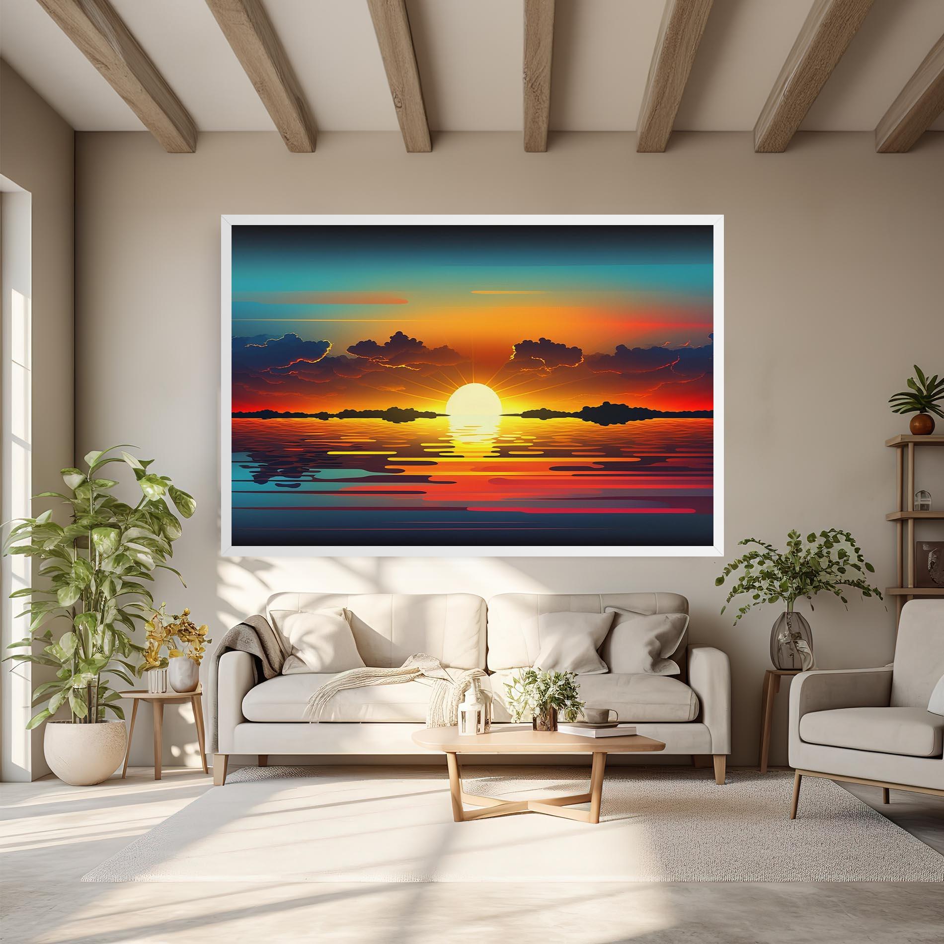 Tablou Canvas Yellow Sunset Illustration mockup 6