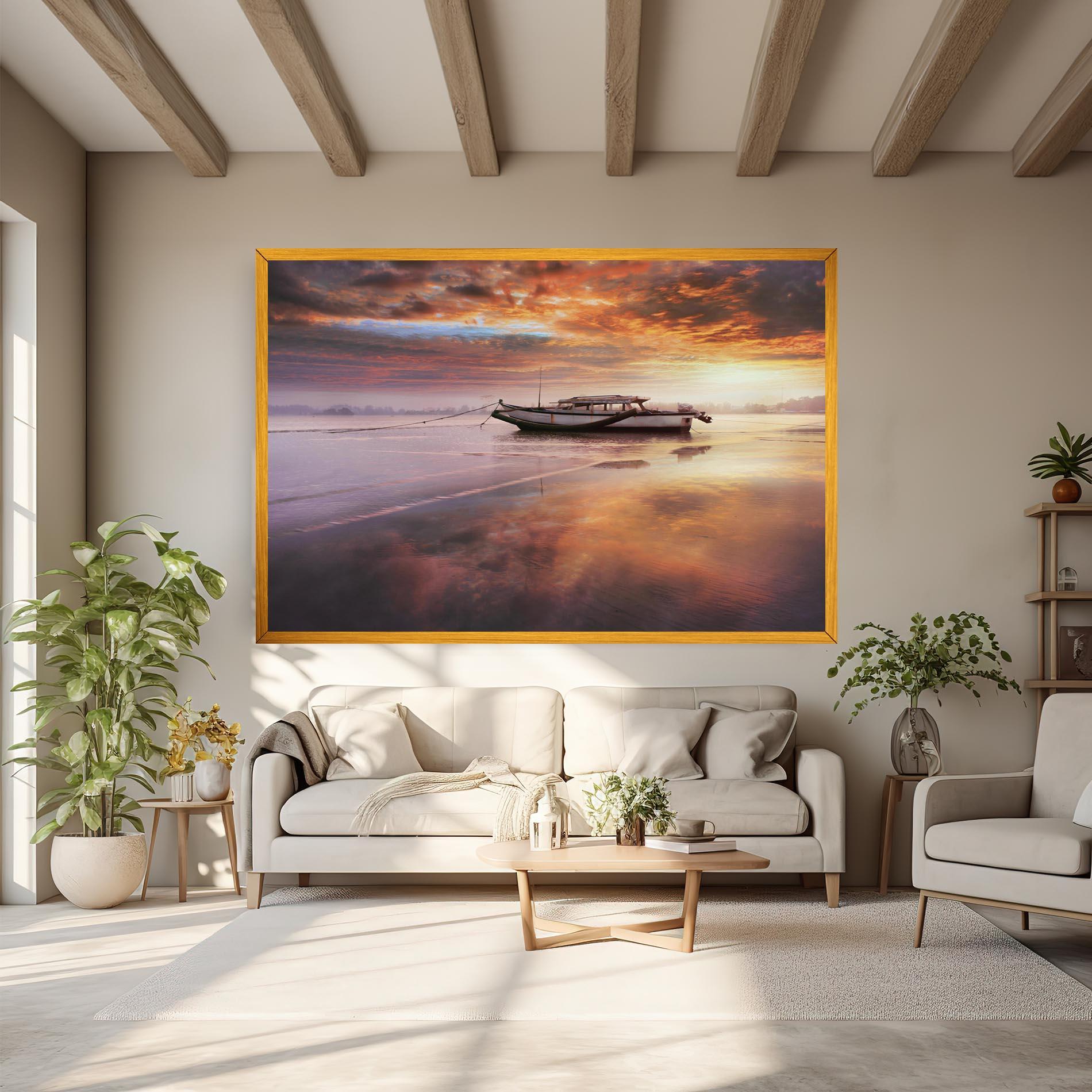 Tablou Canvas Beauty Boat Sunrise mockup 6