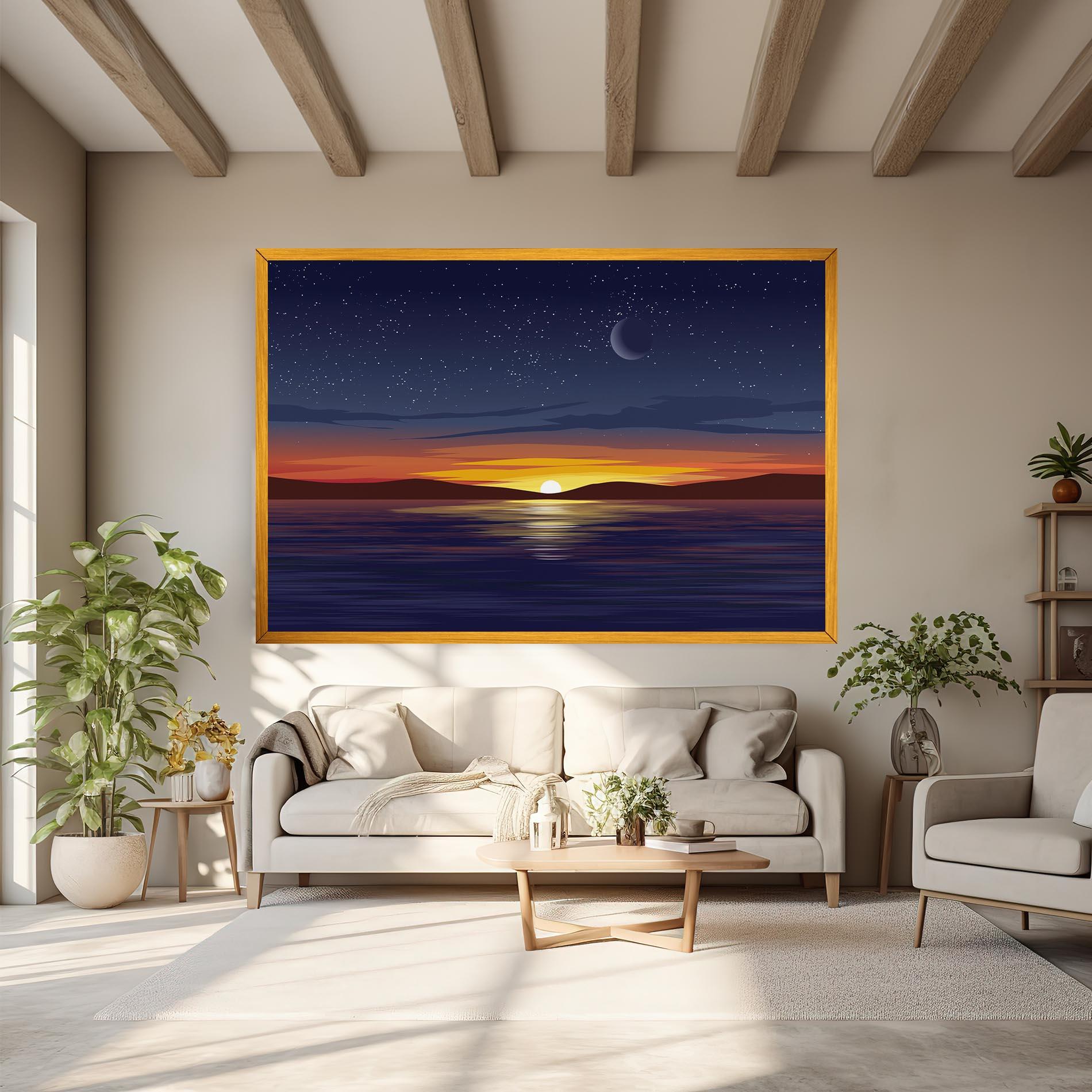 Tablou Canvas Ocean Moon Sunset mockup 6