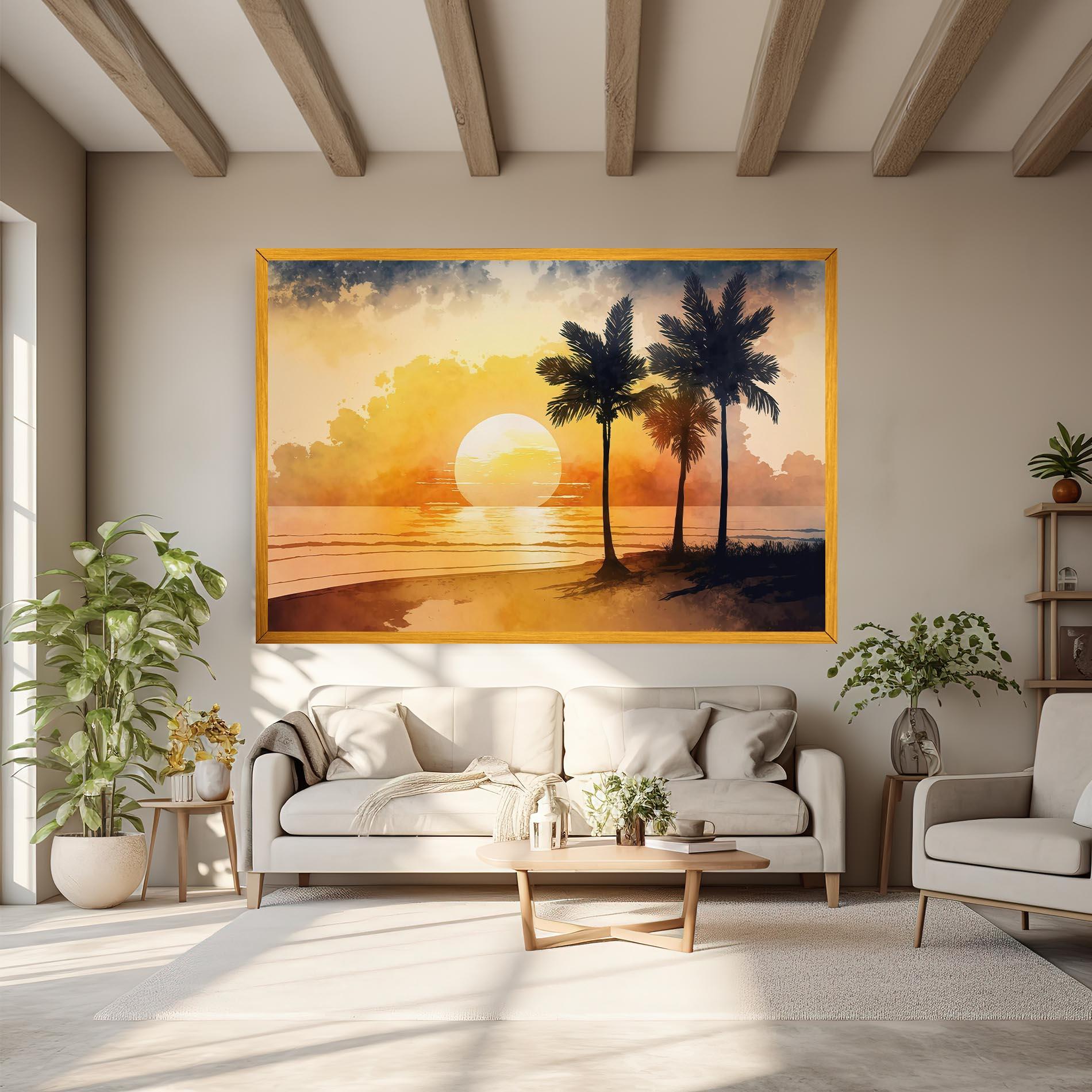 Tablou Canvas Palm Trees Sunset mockup 6