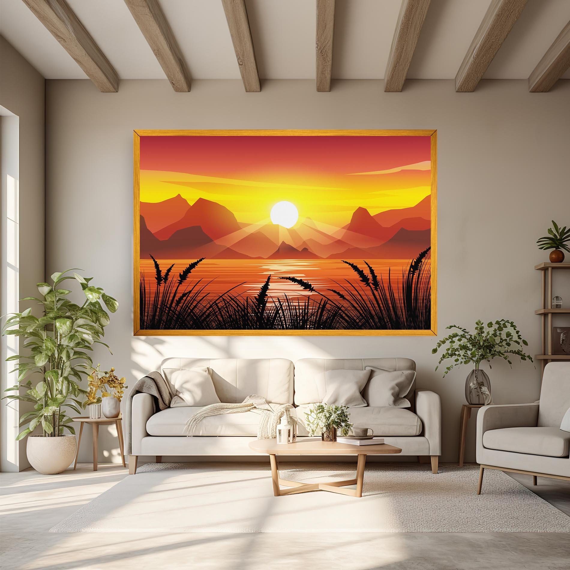 Tablou Canvas Sunrise Grass Art mockup 6
