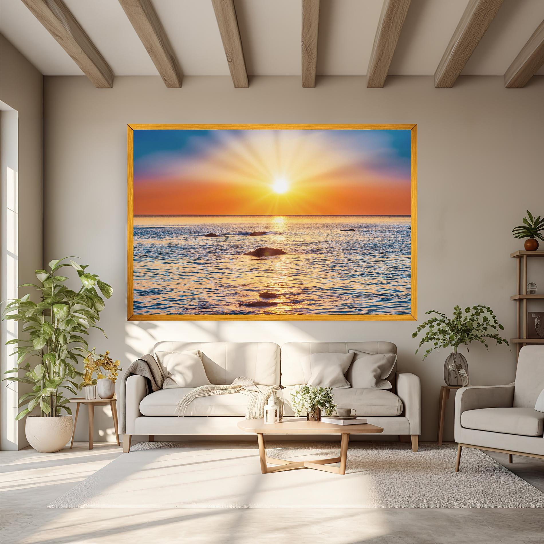 Tablou Canvas Sunset Beach Rocks mockup 6
