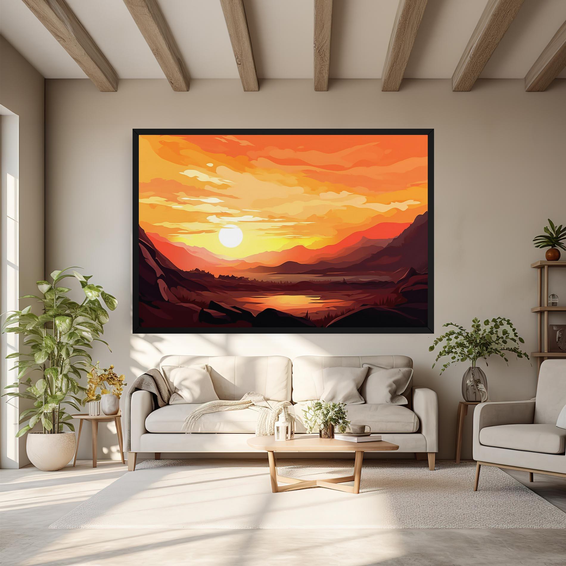 Tablou Canvas Beautiful Sunset Illustration mockup 6