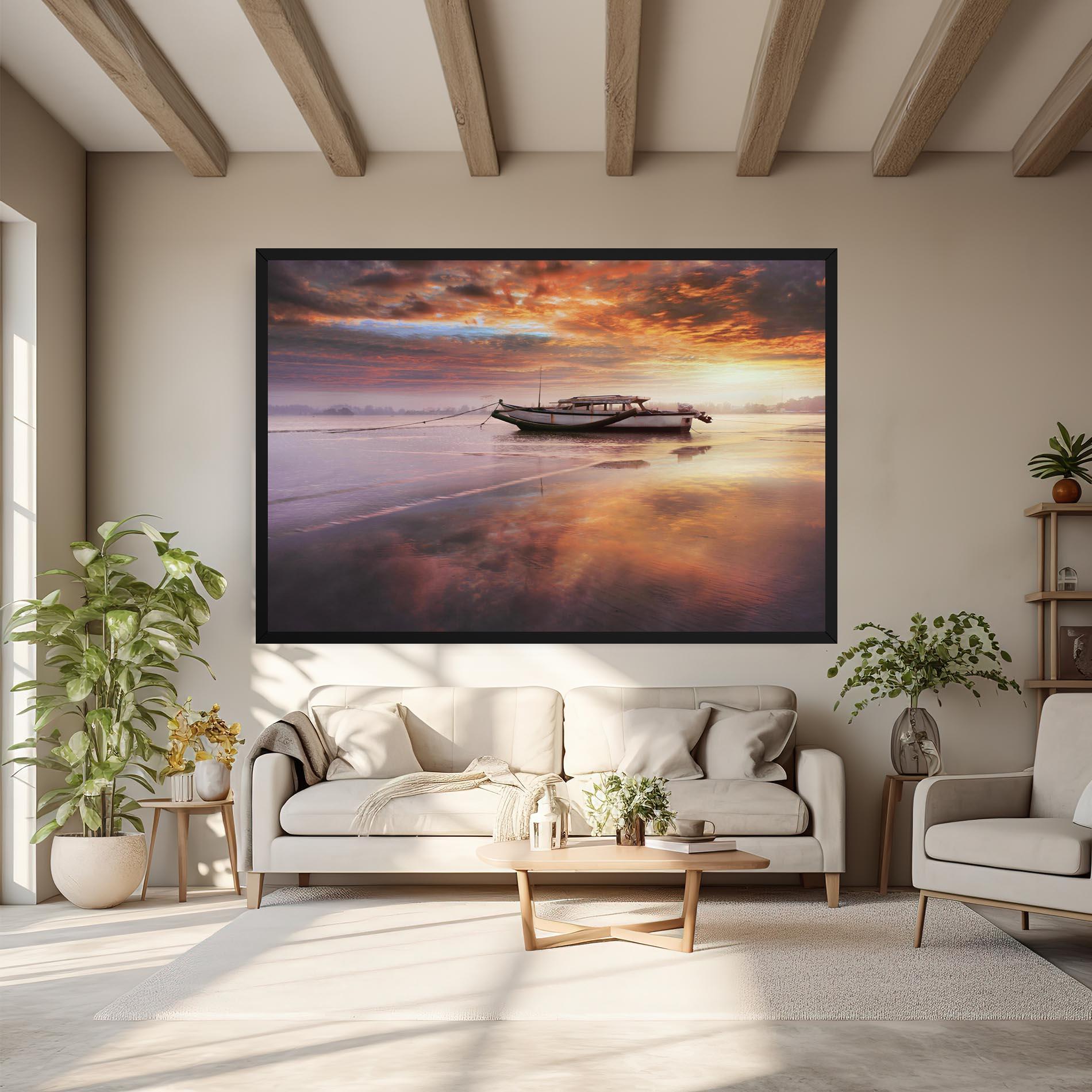 Tablou Canvas Beauty Boat Sunrise mockup 6