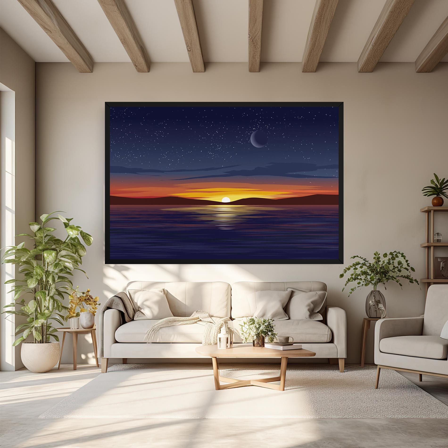 Tablou Canvas Ocean Moon Sunset mockup 6