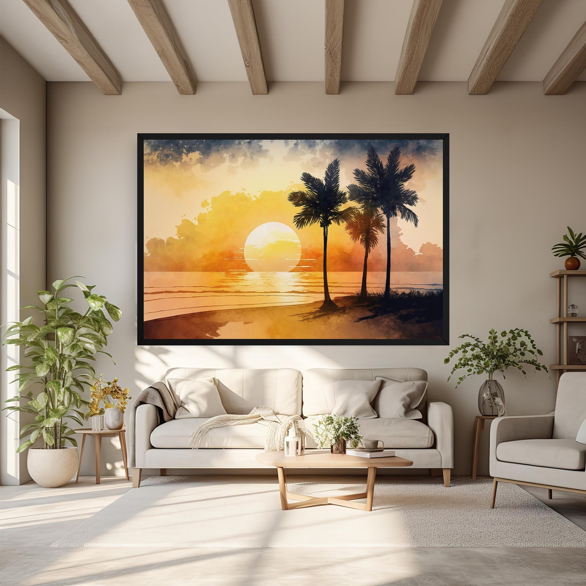 Tablou Canvas Palm Trees Sunset mockup 6